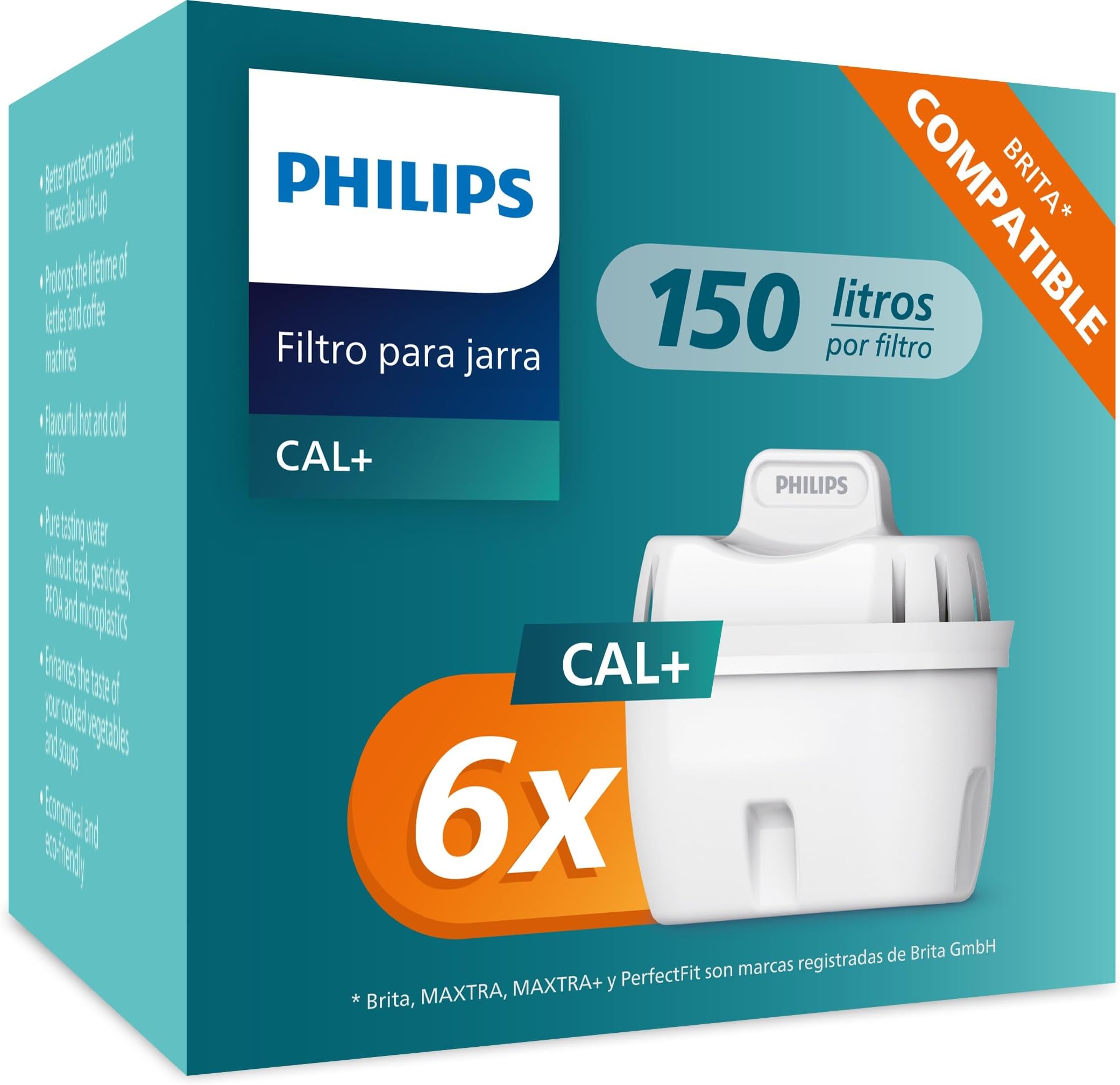 Water Replacement Filter Cartridges Softening+, 6-Pack, Brita Compatible, UP to 50% More Water-Hardness Reduction, AWP230P6/31