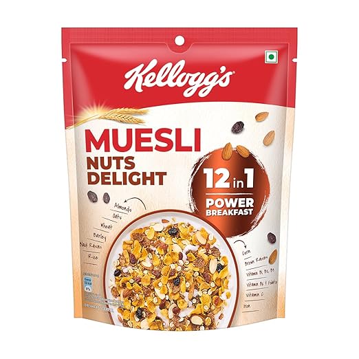 Kellogg's Muesli Nuts Delight 240g | 12-in-1 Power Breakfast | India's No. 1 Muesli | Multigrain Breakfast Cereal