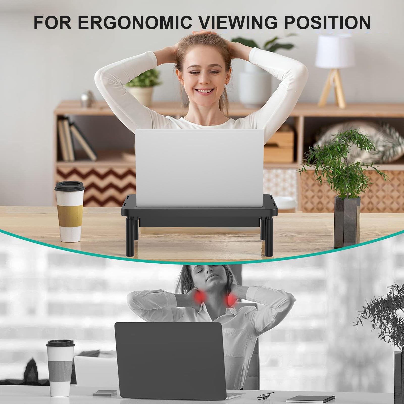 WALI Computer Monitor Stand with Storage, Monitor Riser 3 Height Adjustable view 6