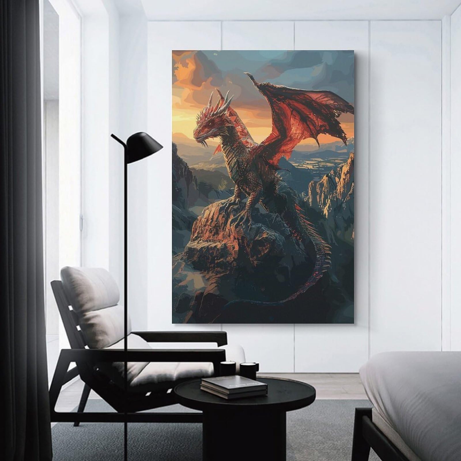 Junmoney Canvas Wall Decor Great Fantasy Dragon, 20x30inch(50x75cm), for Flats, Guest Rooms Or Compact Rooms, A Simple Refresh for Blank Walls