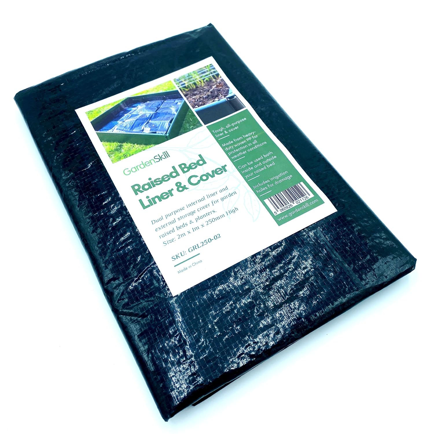 GardenSkill Raised Bed Liner & Cover | 2-in-1 Garden Planter Flower Box Vegetable Trough Lining Membrane | Heavy Duty Fabric for Outdoor Allotment Greenhouse Plants (1.25x1.25x0.25m H, Pk 2)