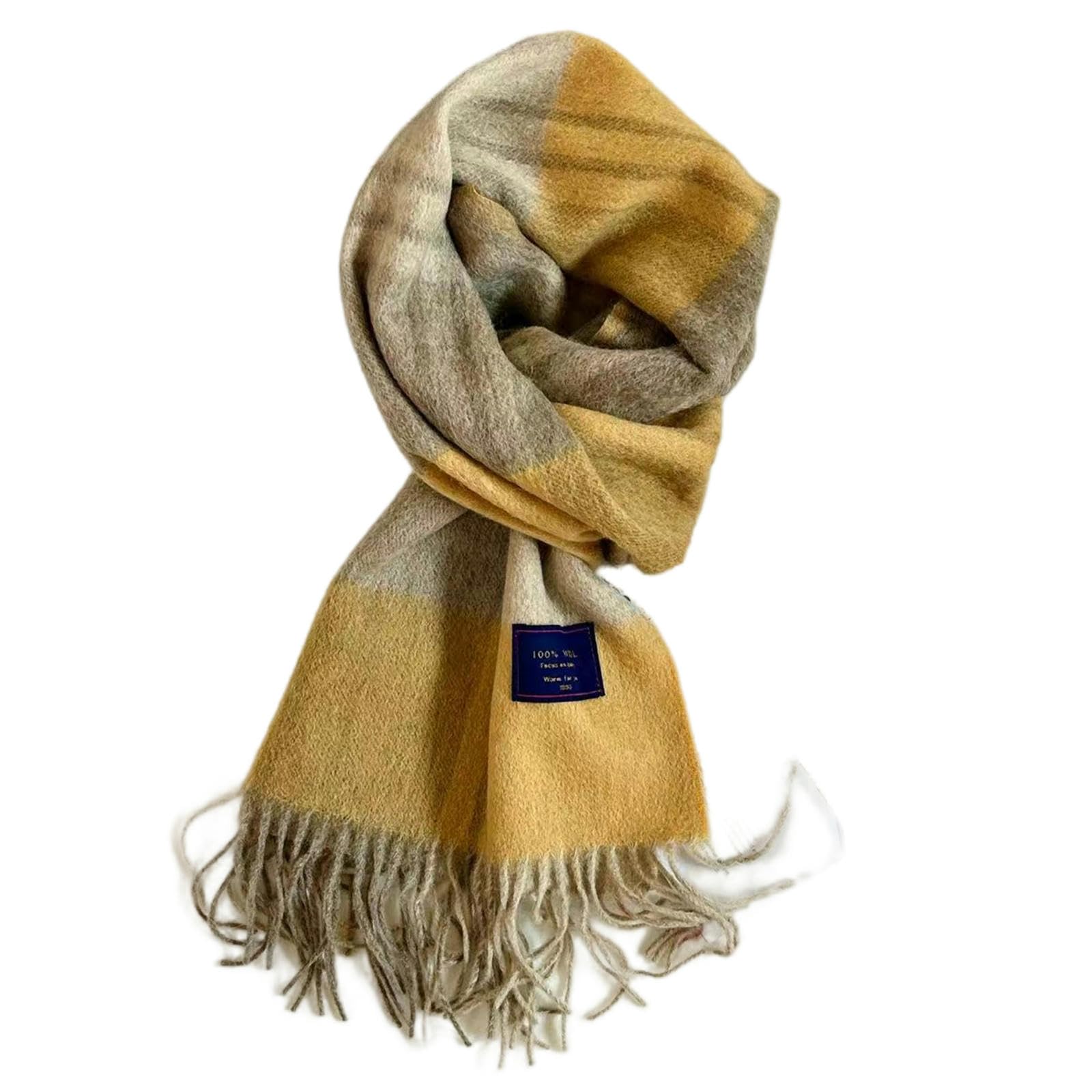 Sciarpa Donna Sciarpa da Donna in Lana A Leggera di Lusso, Unisex, Stile Coppia, Autunno E Inverno, Calda, Tutto-in-Uno, 33 * 180 Cm-Castagna Fritta