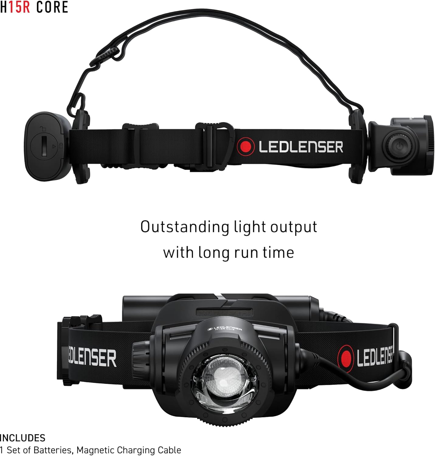 Ledlenser H15R Core Rechargeable Headlamp - Black - 2500-Lumen Boost & Advanced Focus, Flashlight for Camping - 80-Hour Runtime Headlamp Battery Powered for Survival
