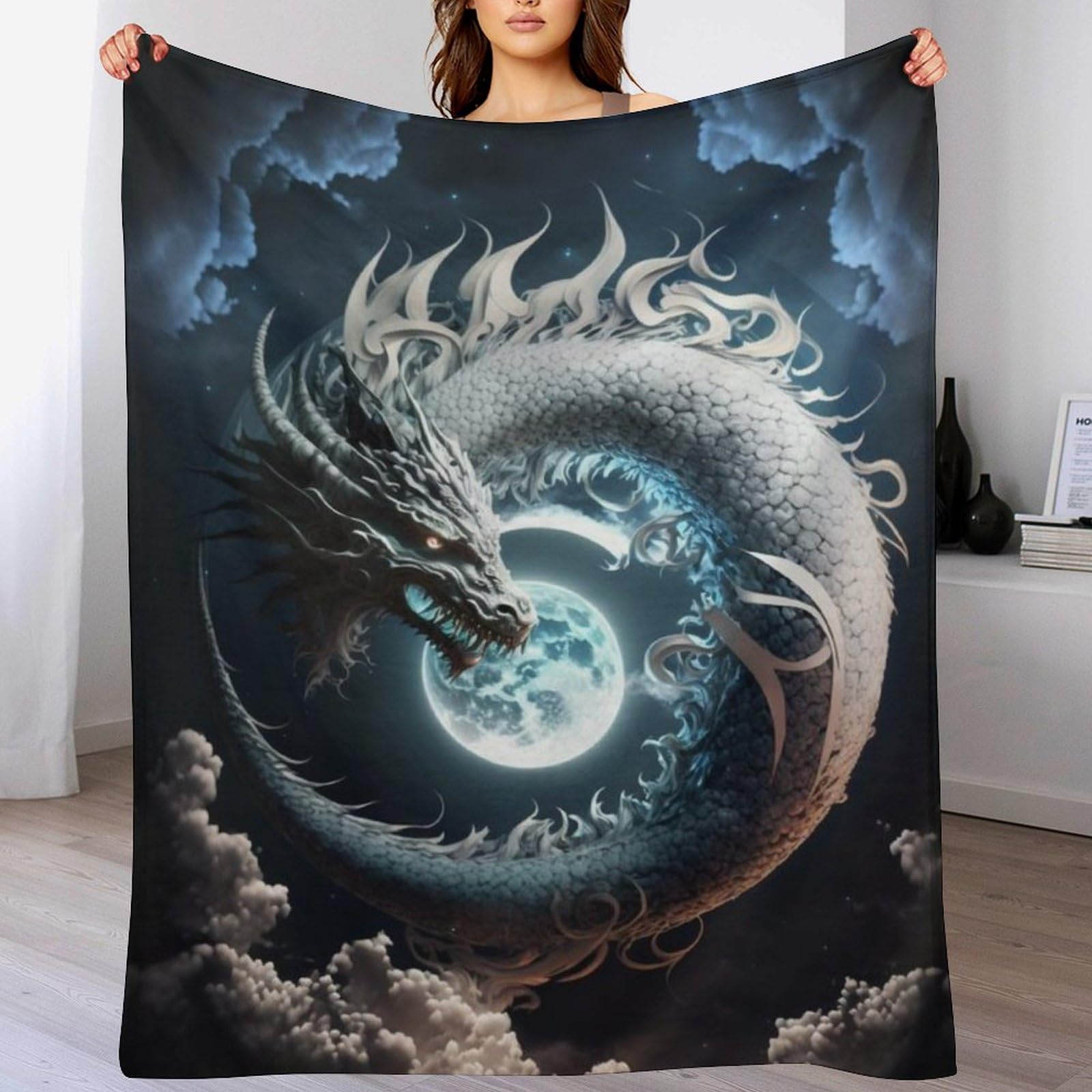 Couverture en dragon en polaire flannel pour vos soirées cocooning sur le canapé