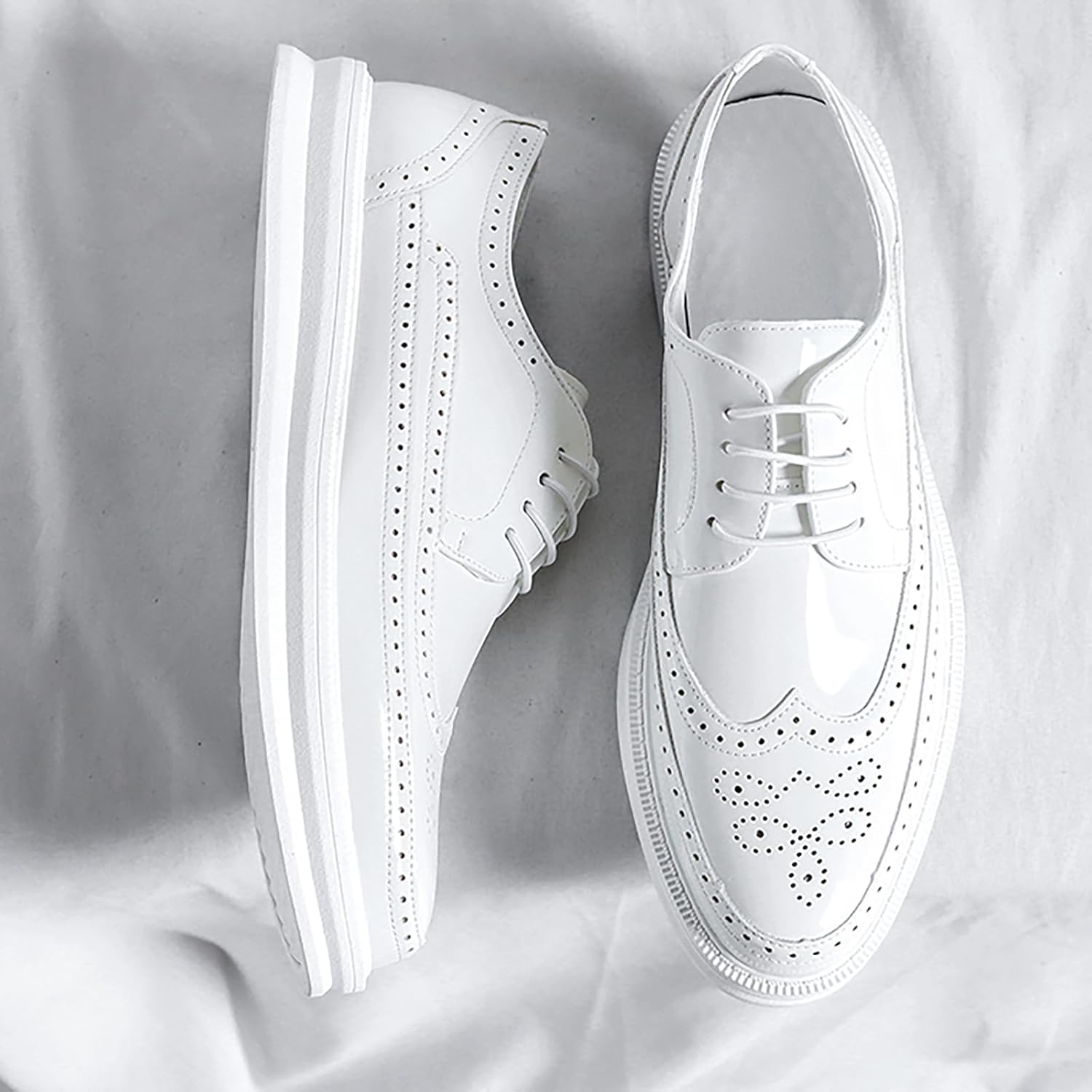 Men's Casual Wingtip Dress Sneakers Orthopedic Classic Leather Dress Shoes for Men Fashion Platform Wingtip Brogue Oxford for Men - Image 4