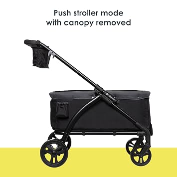 Baby Trend Expedition 2 in 1 Push or Pull Stroller Wagon with Canopy, Choose Between Car Seat Adapter or Built in Seating for 2 Children, Madrid Black