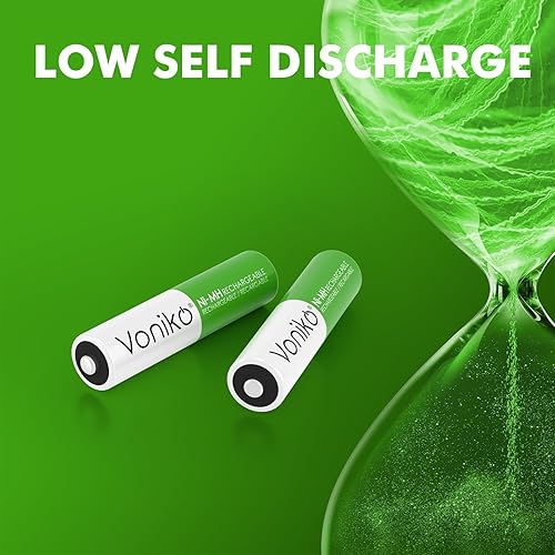 Miniatura 4 de Voniko Paquete de 12 baterías recargables AAA NiMH Enecycle Triple A, ultra largas, 850 mAh, recarga hasta 1000 veces, precargadas (1.2 V)