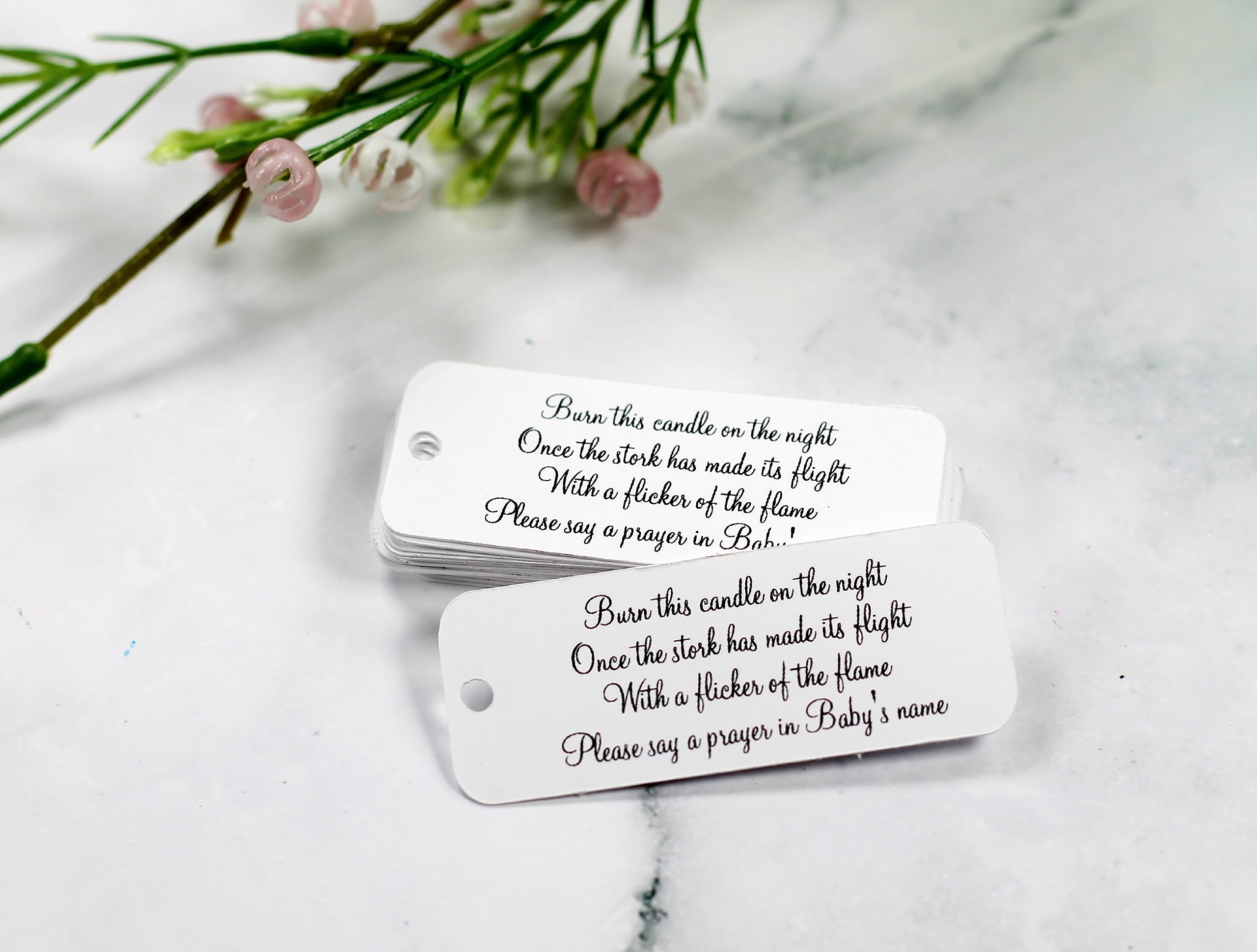 Baby Shower Favor Tags - Candle Gift Tags - 20 pc (White)