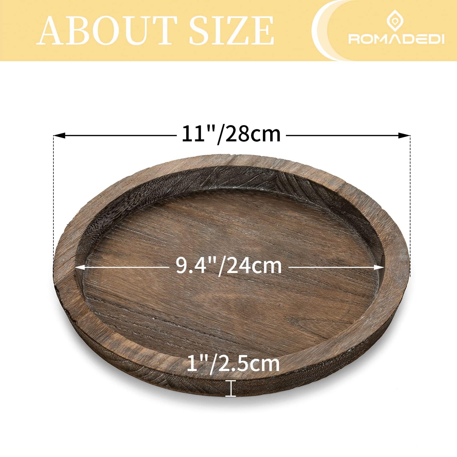Lot De 2 Plateaux Décoratifs Ronds Noirs - 30 Cm - Structure En Bois - Pour Bougies Piliers Ou Rangement élégant