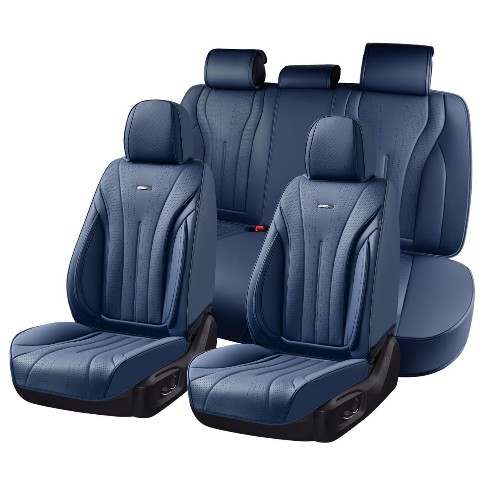 Coverado Leather Seat Covers 5 Seats Waterproof Seat Covers for Cars Front and Rear Seat Cover Luxury Car