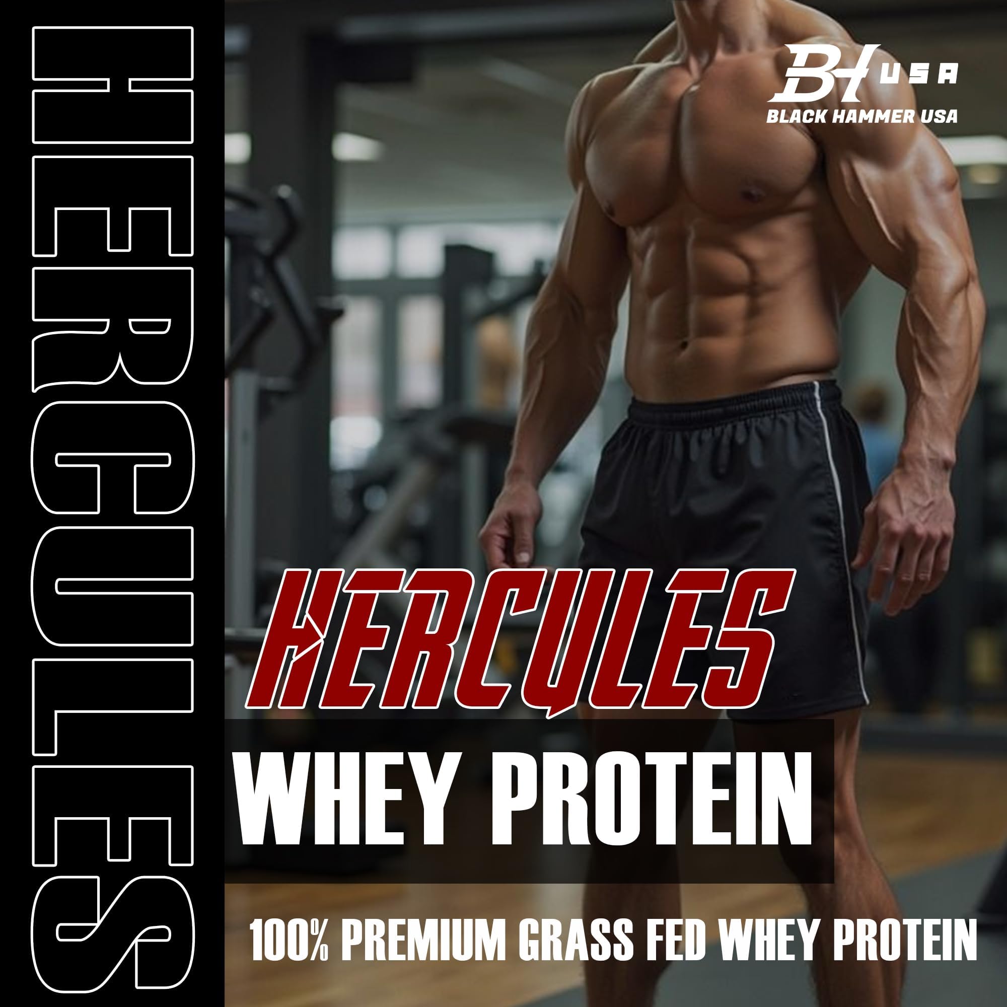 2-Pack Hercules Whey Protein 3KG Chocolate + Free Nano Creatine Apfel | 26g Protein per Serving | 200 Servings Total | Muscle Growth & Recovery | Black Hammer USA