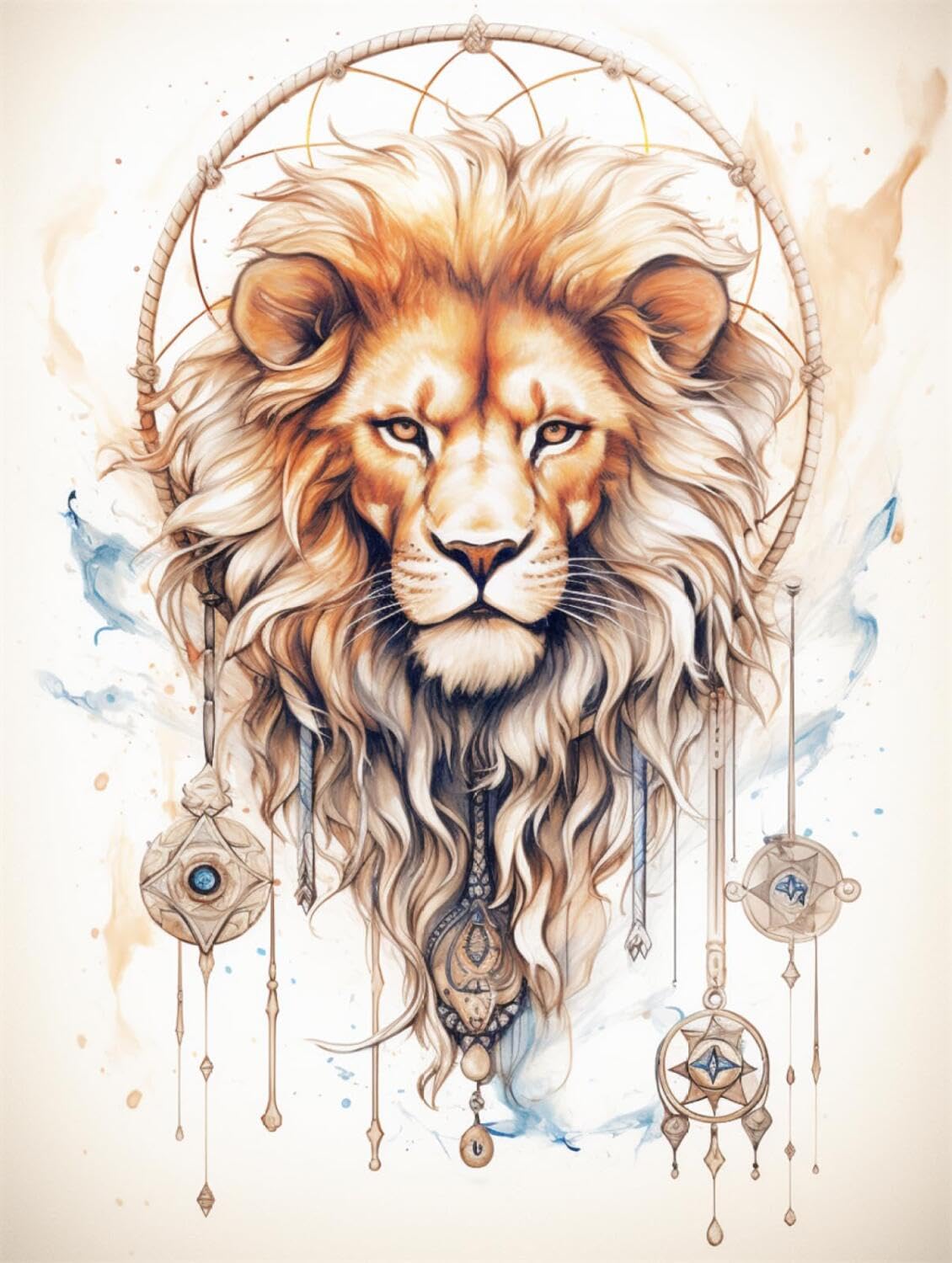 Rqwybcaxn DIY Latch Hook Rug Kit Lion and Dreamcatcher 55x75cm