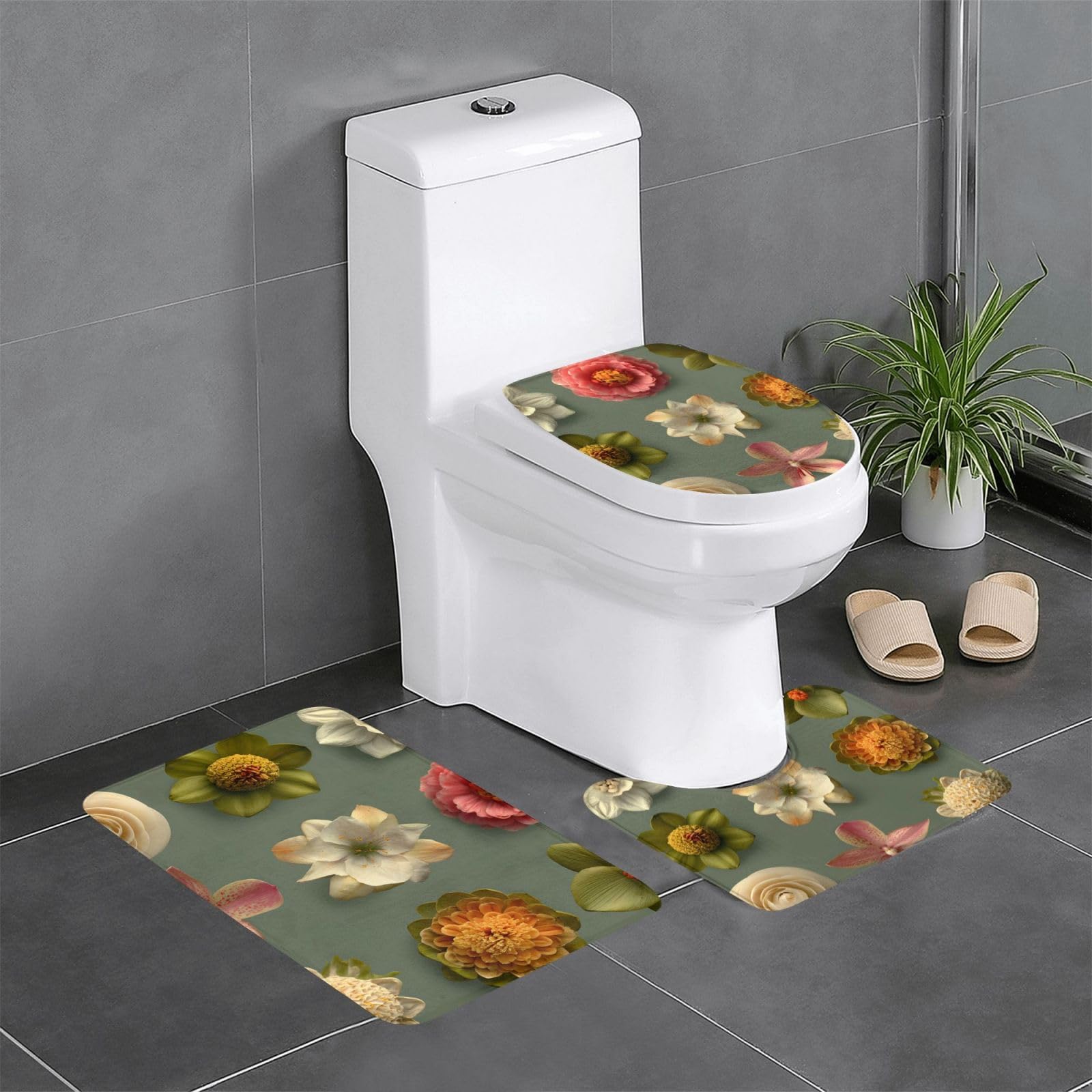 Tapis de salle de bain fleur matcha pour un réveil douceur matinal