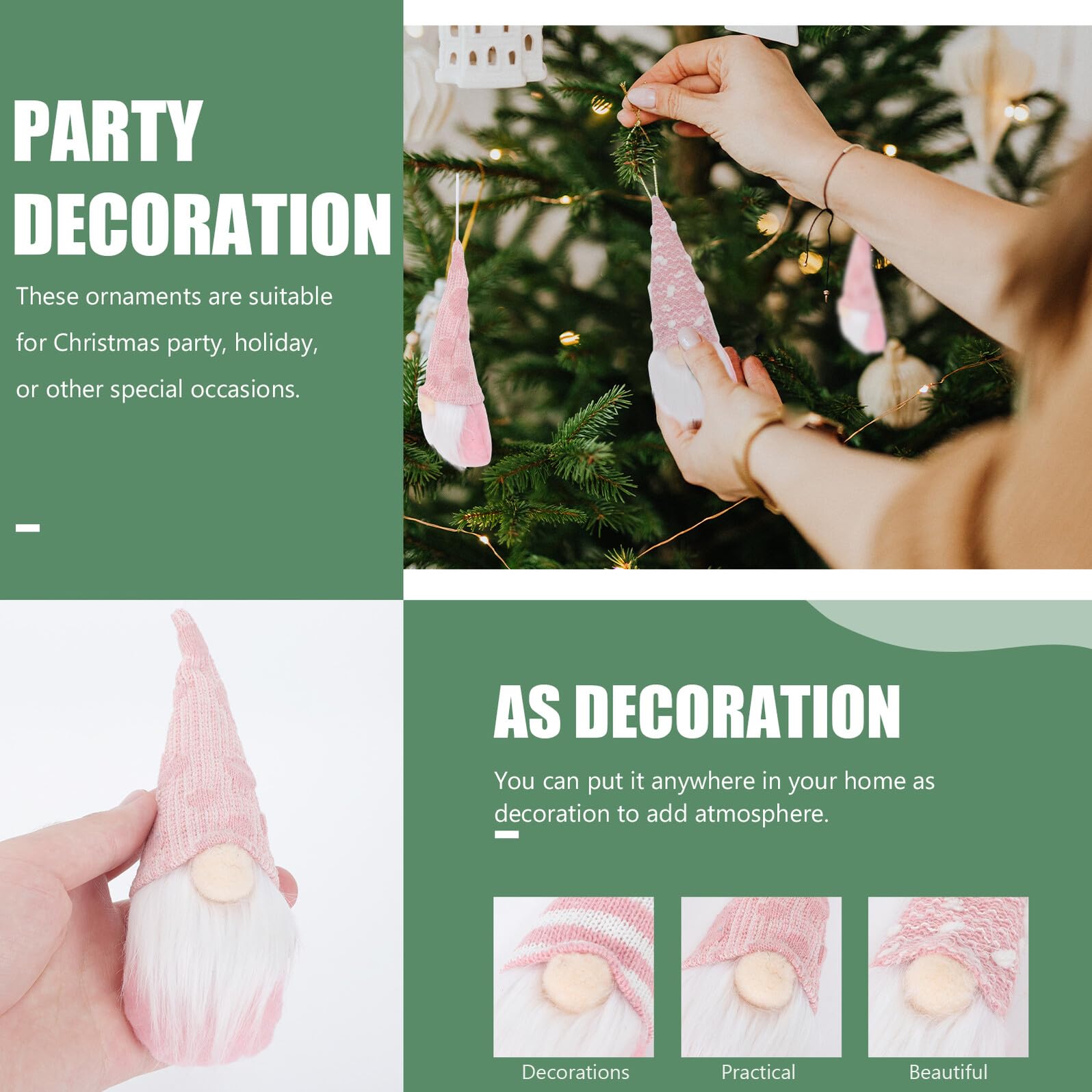 Ciieeo 21 STK. Teiliges Handgefertigte Stoffpuppen ohne Gesicht als Niedliche Weihnachtsbaum Anhänger Rosa Weihnachtsdeko für Zuhause Festliche Hängende Dekoration und Geschenkidee