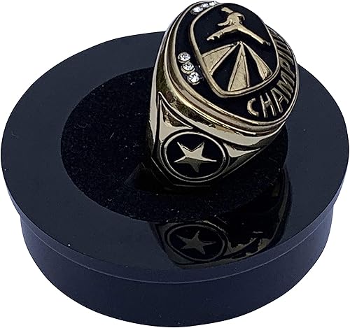 Miniatura 5 de Express Medals Champion Martial Arts - Anillo de trofeo de karate judo en tamaños 6 a 15 con soporte de exhibición de premios y cadena estilo bola