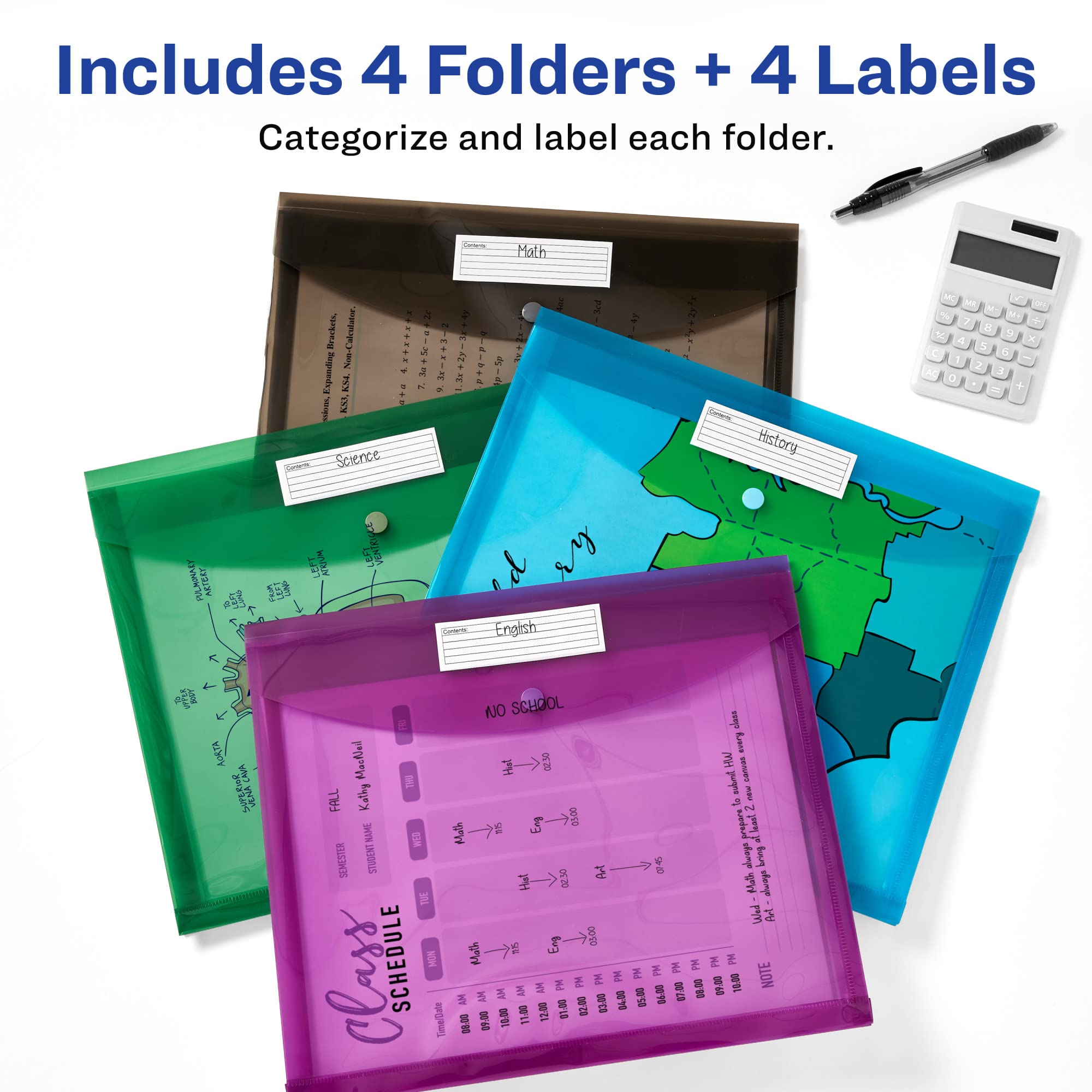 Avery Document Holder Envelope, Holds 450 Letter/A4-Size Sheets, 4-Color 4-Pack (73556), Assorted, 1 holder - Image 3