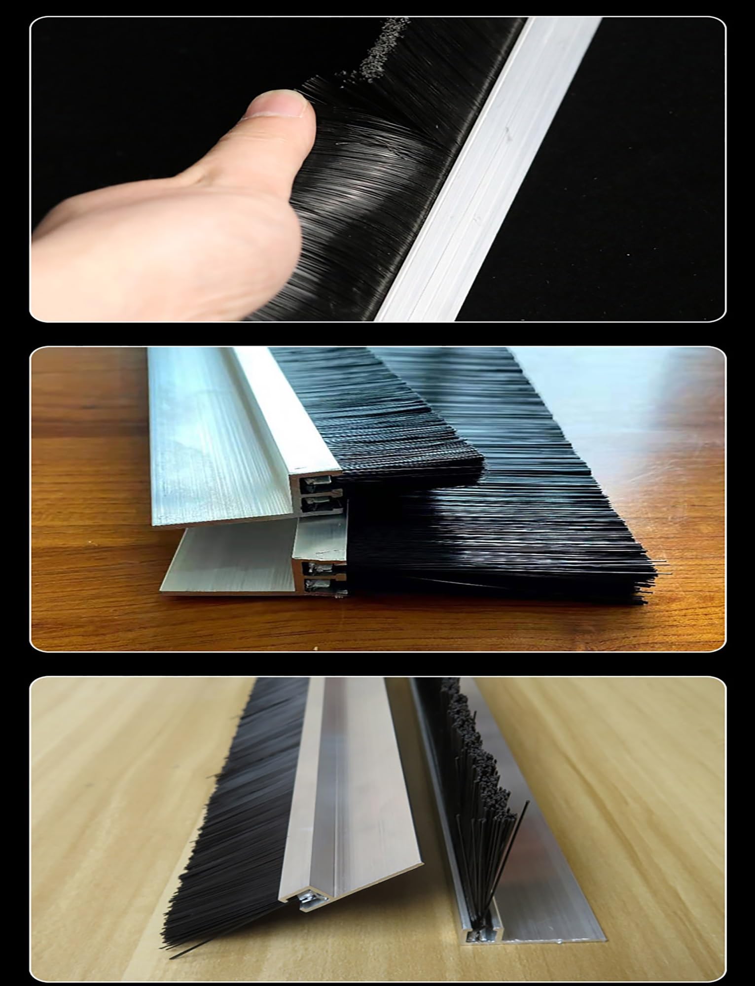 Szczotka paskowa, Uszczelka szczotkowa z nylonu aluminiowego z rowkiem w kształcie litery T, różne rozmiary(Height 2.4"/60mm)