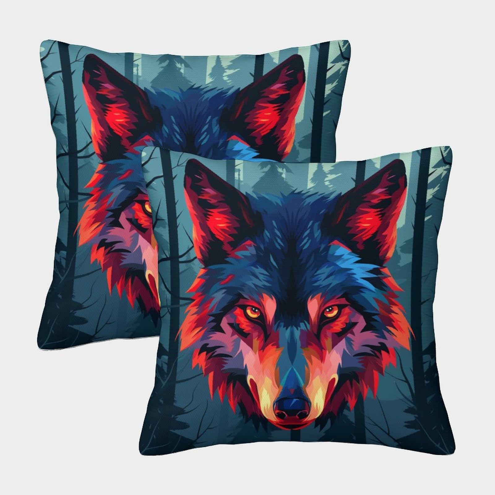 kaiyun 2 Pack Wolf Square Pillow Cover Cushion Cover 40x40cm Suitable for Sofa Bed Chair,3D Pattern