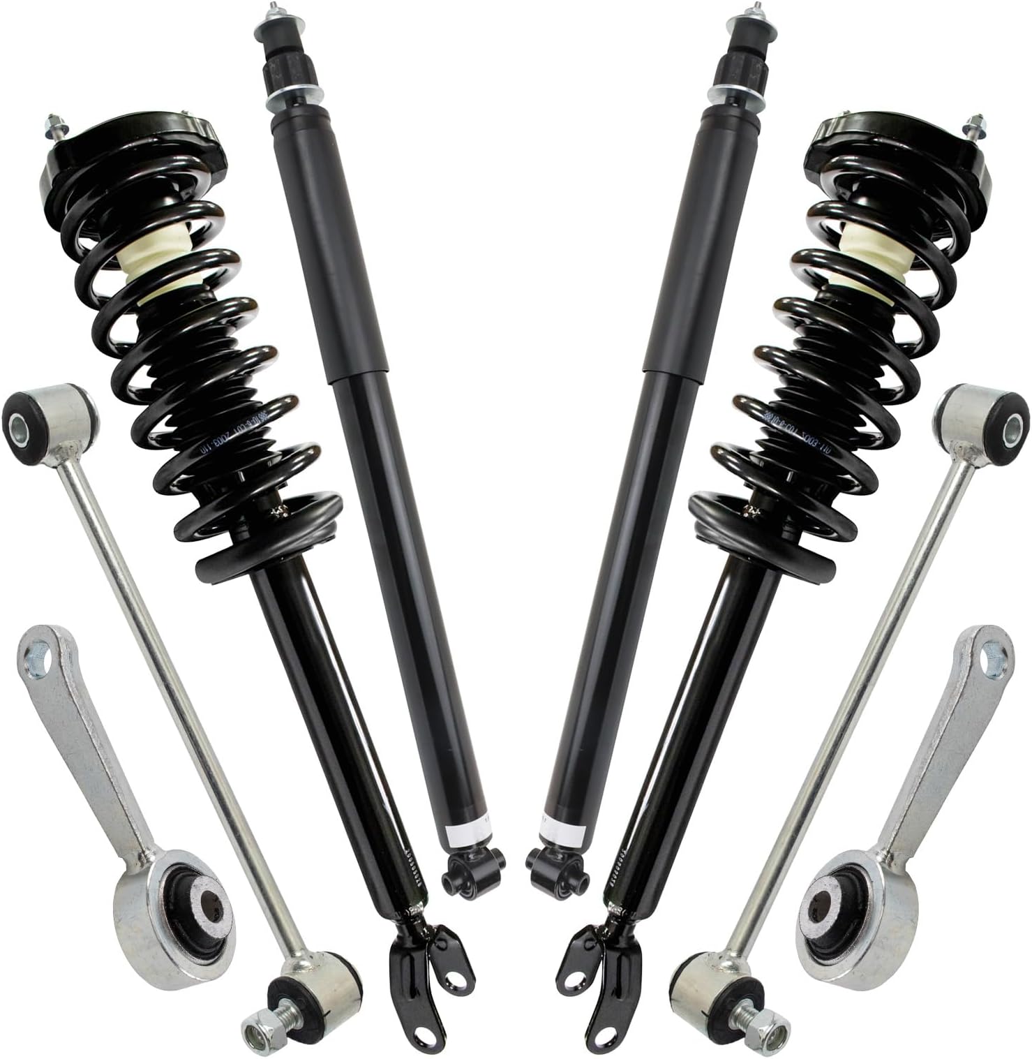 TRQ Front and Rear Suspension Kit Complete Strut & Coil Spring Assembly Shock Absorber Sway Bar Stabilizer Link Compatible with 03-11 Mercedes-Benz