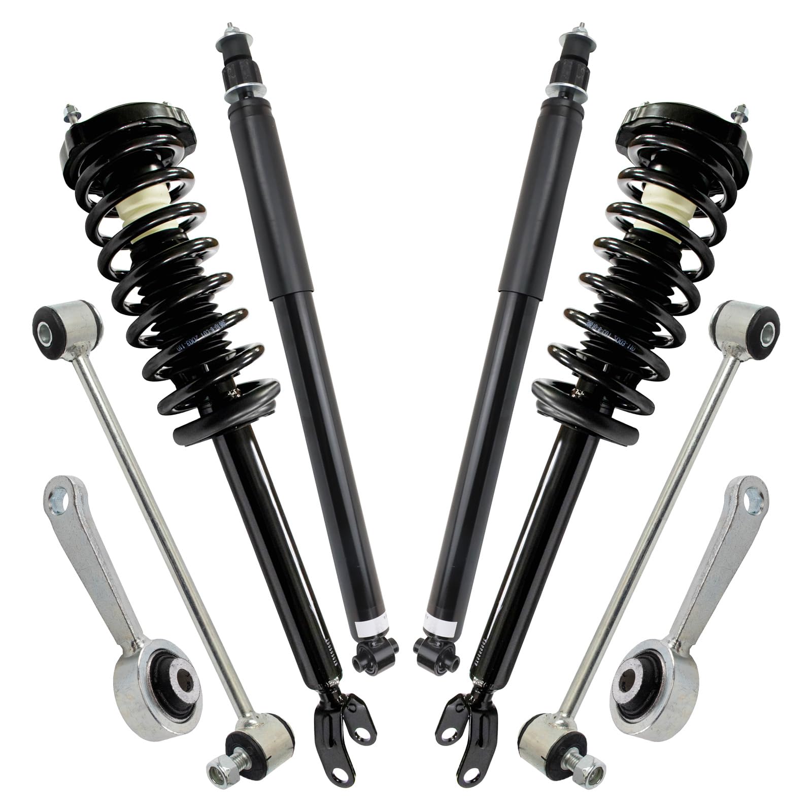 TRQ Front and Rear Suspension Kit Complete Strut & Coil Spring Assembly Shock Absorber Sway Bar Stabilizer Link Compatible with 03-11 Mercedes-Benz