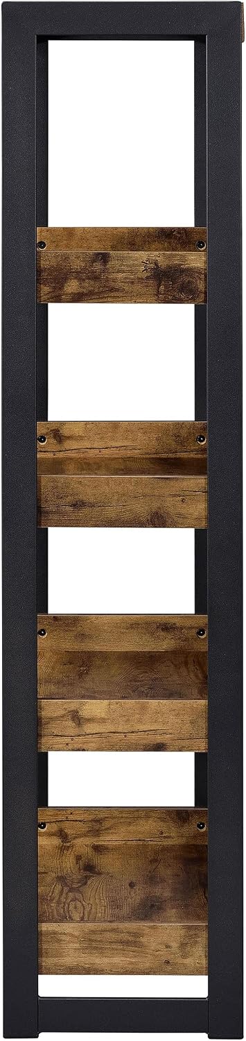 Coaster Furniture Estrella Bookcase with 4 Open Shelves, Antique Nutmeg and Gunmetal