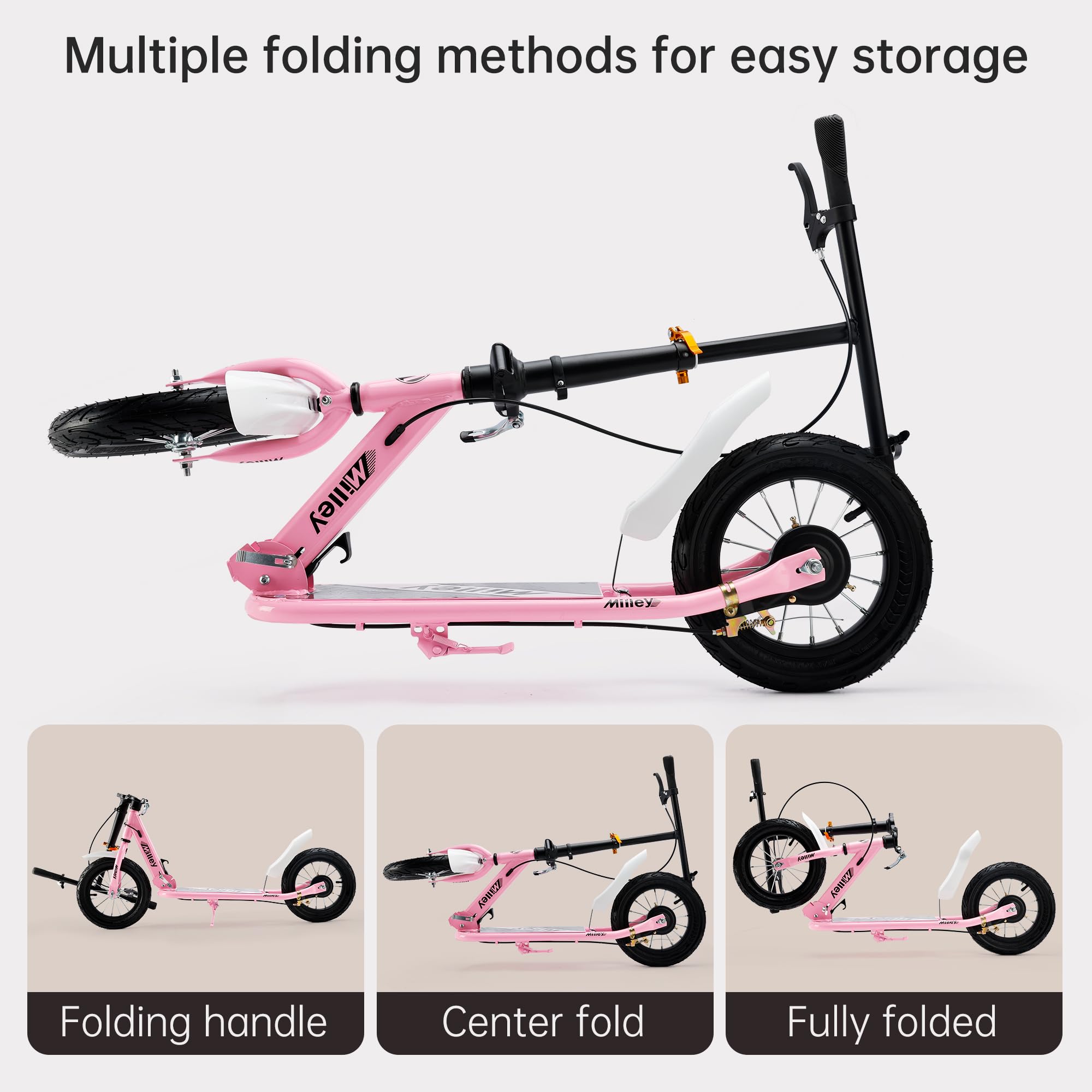 Topteng Patinete plegable amortiguado para adultos/jóvenes