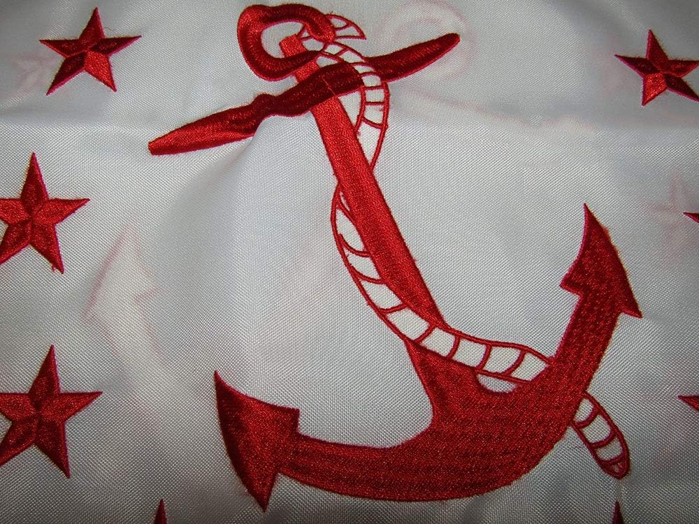 12x18 Rear Commodore White 12"x18" Premium Quality Heavy Duty Double Sided Nylon Embroidered Flag