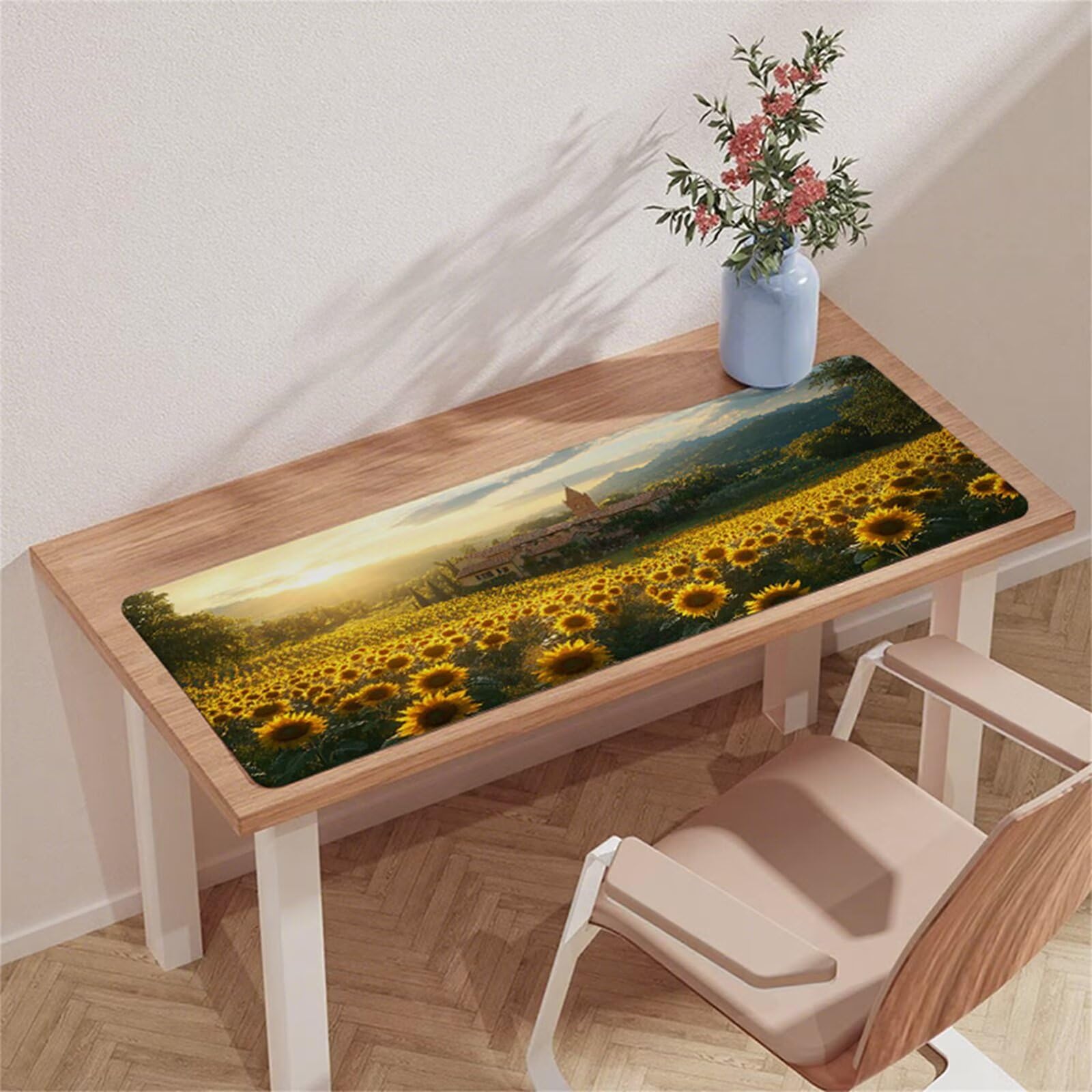 Żółta podkładka pod mysz do gier XXL 1500 x 800 x 3 MM podkładka pod mysz pod ręką wodoodporna podkładka pod mysz słonecznika z antypoślizgową gumową podstawą z krawędziami zszyta podkładka pod mysz