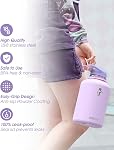 Coolflask Bouteille d'eau demi Gallon avec sangle, 64oz Acier inoxydable à jarret d'eau isolé avec paille & Plongée de copeaux, métal Grandes Flacon d'eau, garder froid 48h Chaud 24h, Preuve de fuite & Non-BPA, Lavande