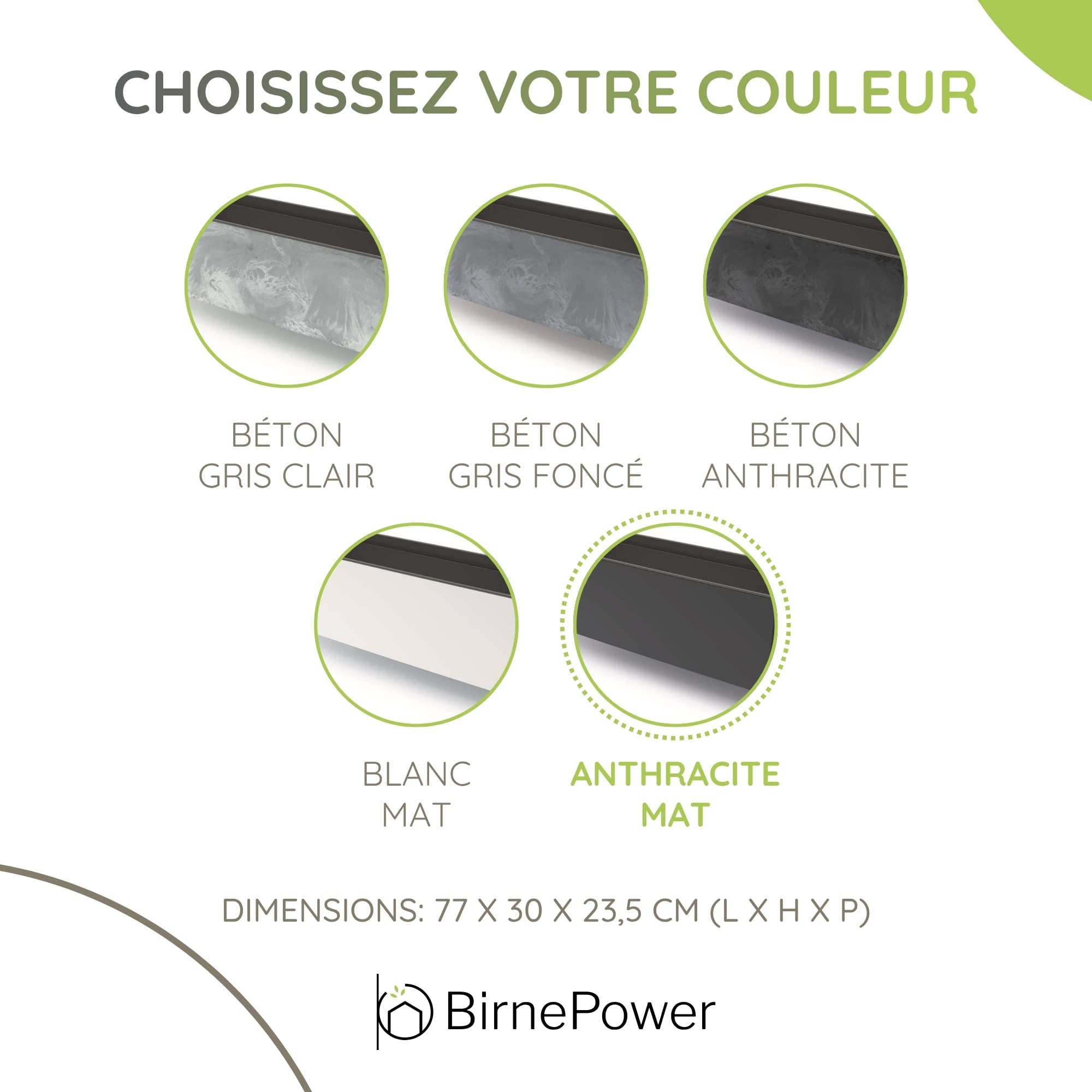 BirnePower Jardinière sur Pieds Urbi Case N avec Insert Amovible, Pot de Fleurs Rectangulaire 77cm pour Intérieur et Extérieur, Résistant au Gel et UV, Anthracite