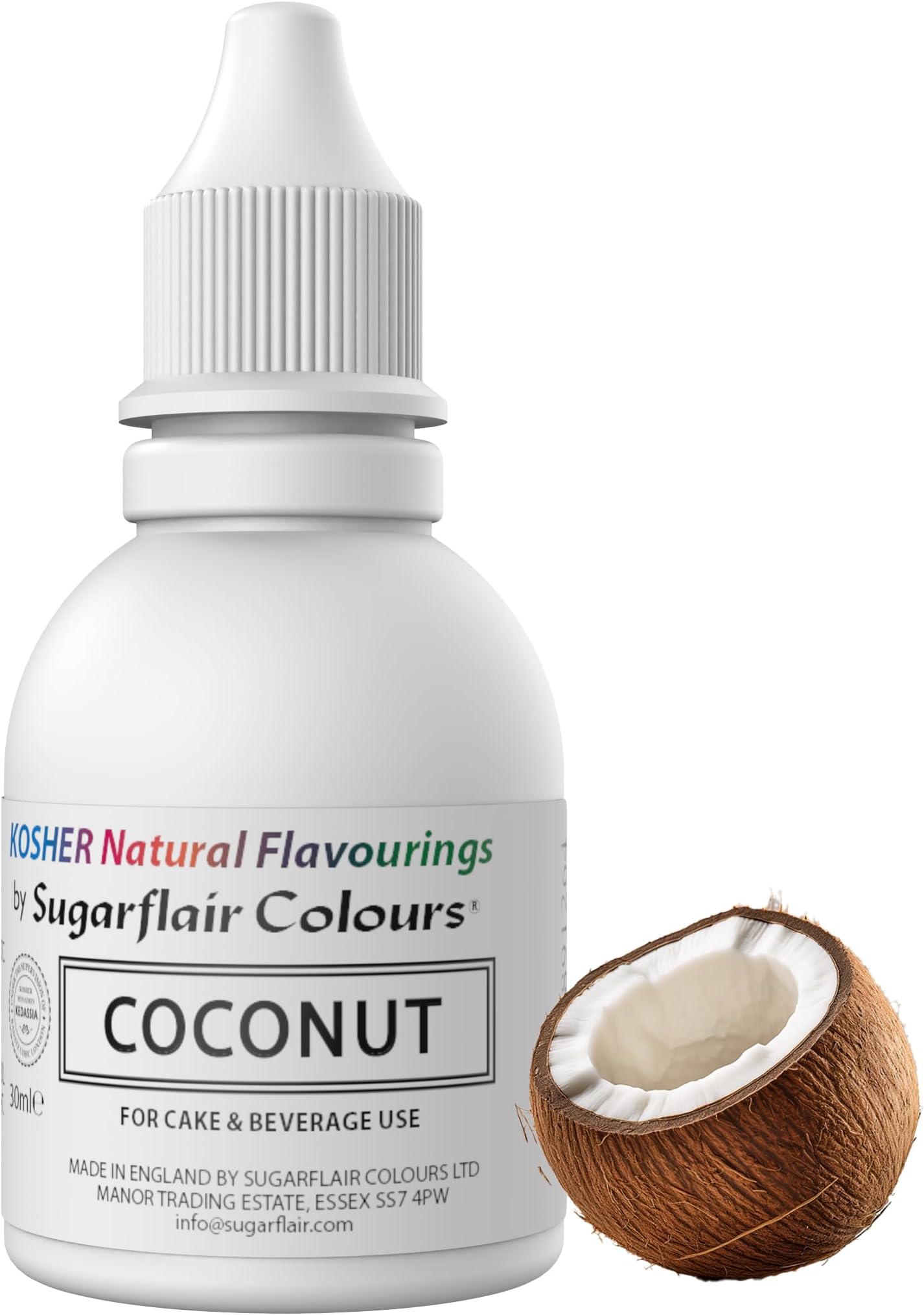 Sugarflair Coconut Flavouring - Natural Food Flavouring for Baking, Cakes, Ice Creams, Chocolates, Icings and More! Pack Your Bakes With A Delicious Natural Food Flavour Extract - 30ml
