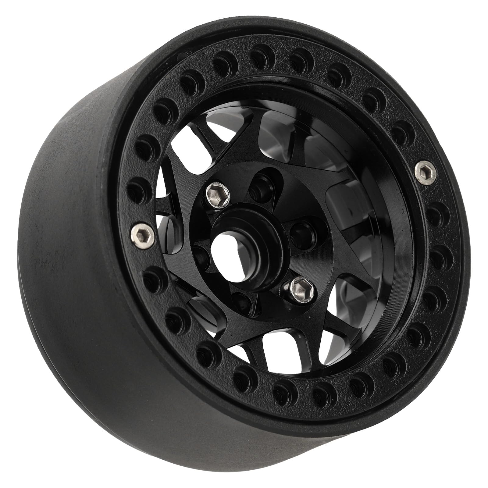 4 cerchi per crawler RC, universali in lega di alluminio da 1,9 pollici con beadlock, adatti a SCX10, SCX10 II, SCX10 III e GEN8; set di cerchi RC leggeri e resistenti per (Nera)