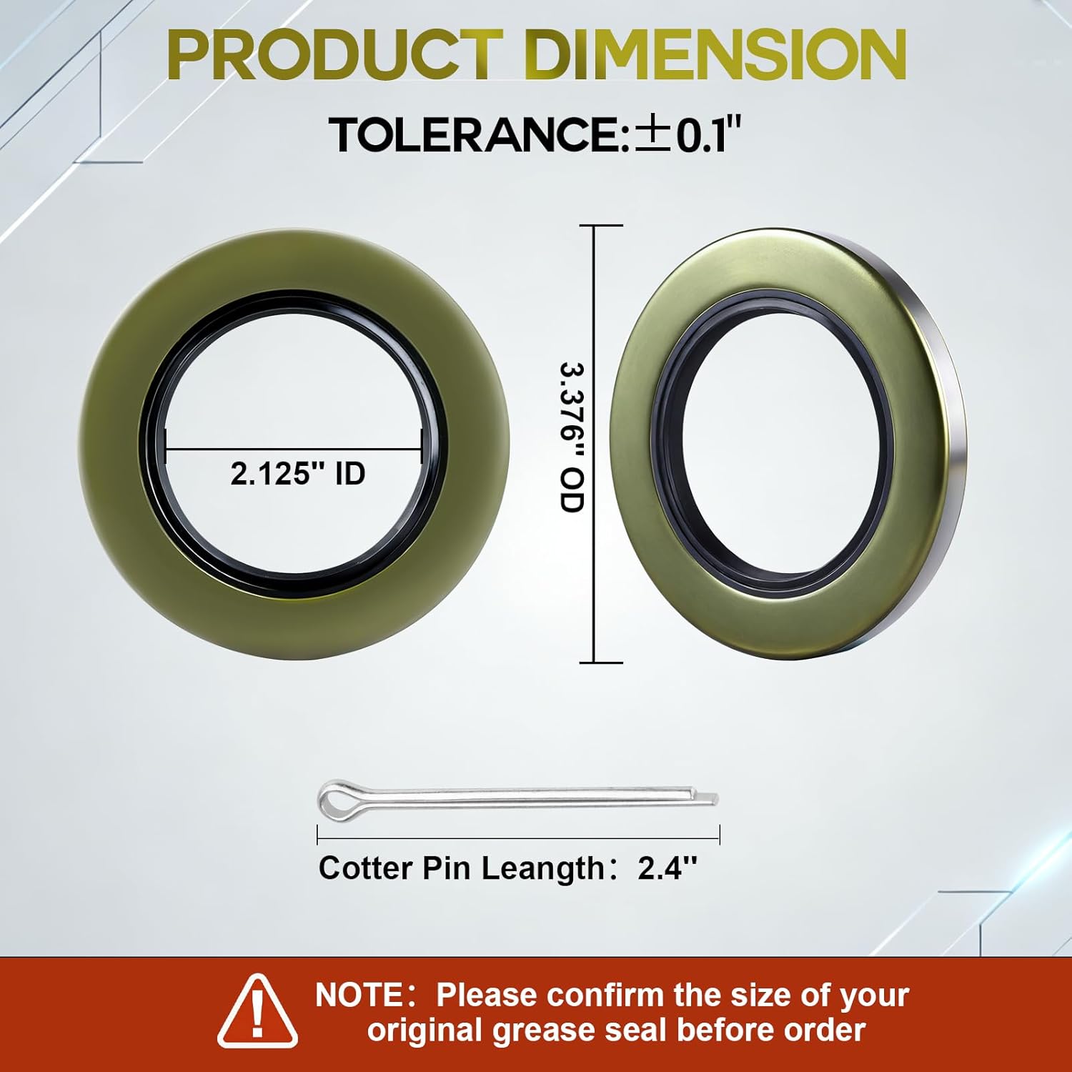 10Pack 2.125" ID x 3.376" OD Double Lip Grease Seal with 10 Cotter Pins for 5200-7000lb Trailer Axles Wheel Hub Assemblies, Replace for 10-10 21333TB #42 Spindles Dexter DL-2125-03 Bearing Grease Seal