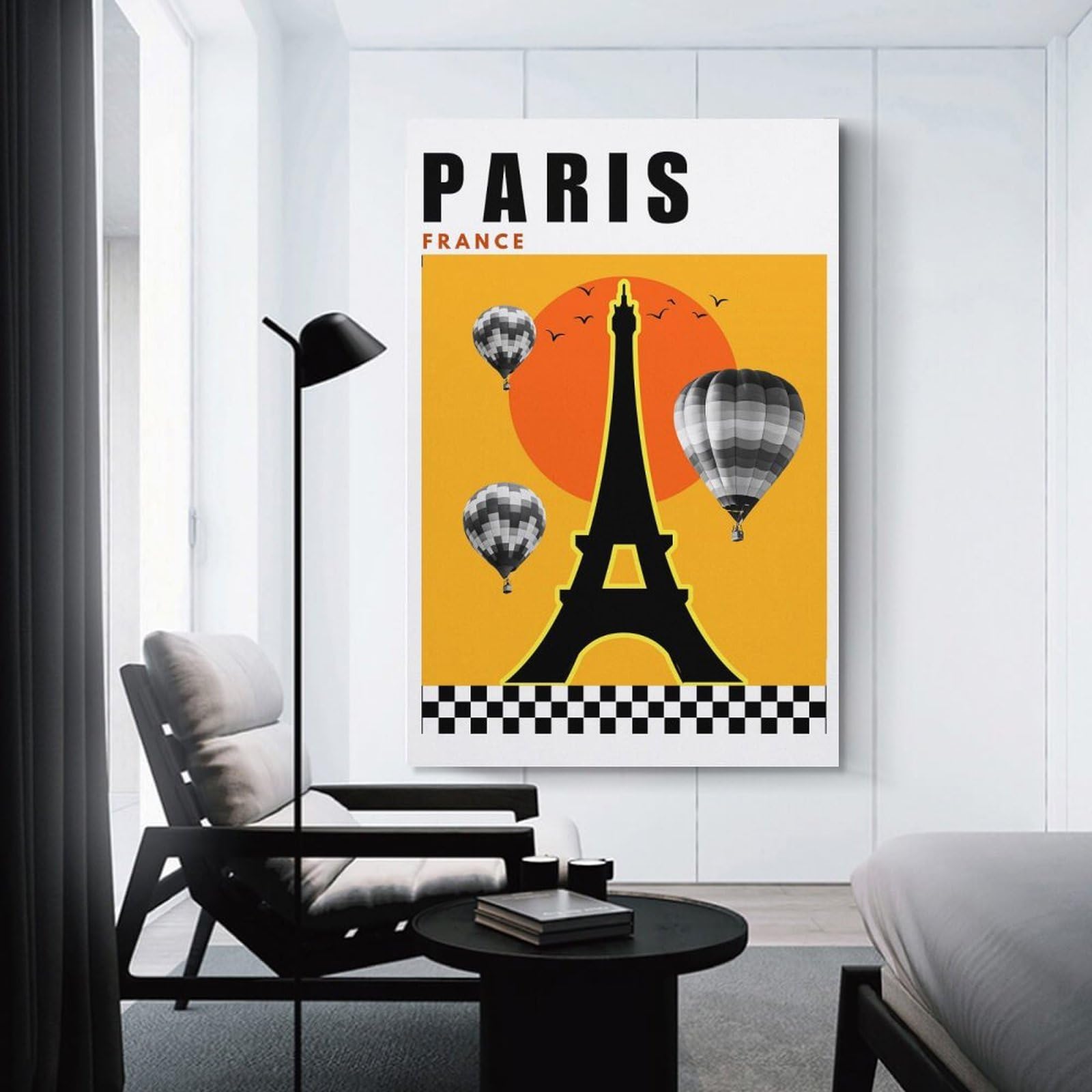 Junmoney Paris - France Mid Century Modern Collage Travel Poster Wall Picture Print 20x30inch(50x75cm), for Lounge Decor, Offices Or Entryway Styling, Versatile Wall Decor for Many Rooms