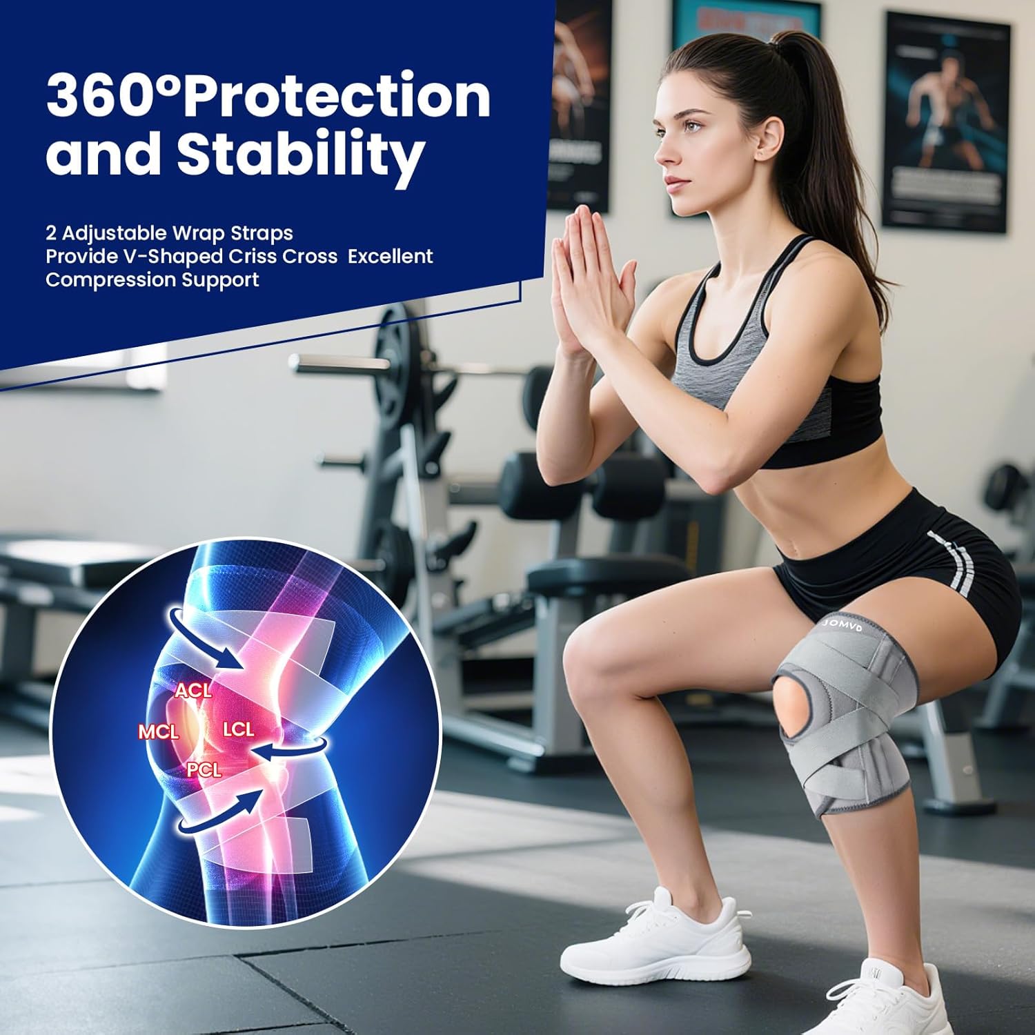 Knee Brace for Knee Pain, Meniscus Tear, Adjustable Knee Support with Side Spring Stabilizers for Meniscus Tear, Arthritis, Patella Stability, Knee Pain Relief, Women and Men,X-Large - Image 4