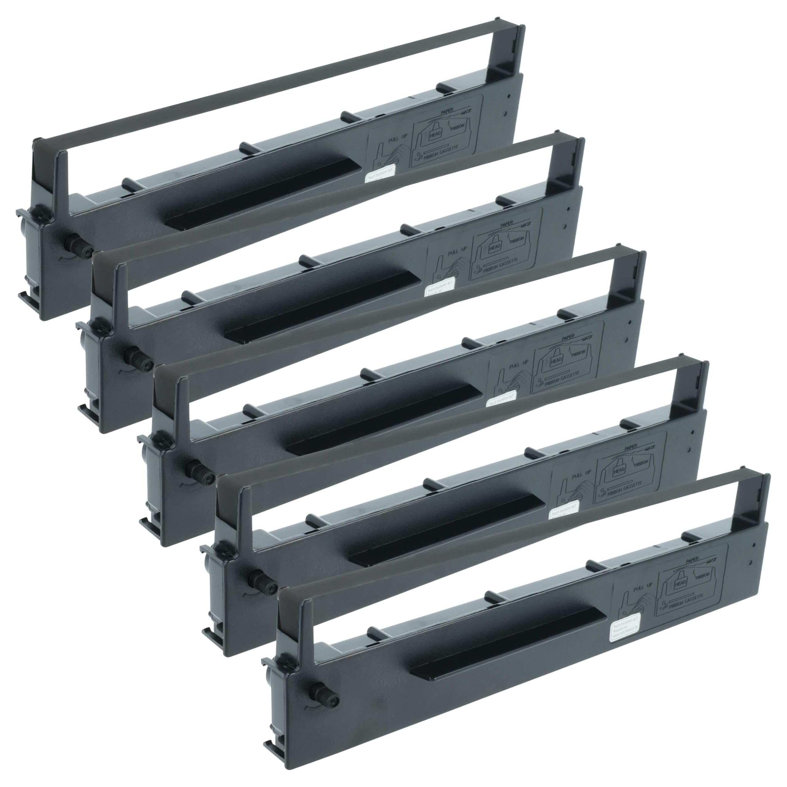vhbw 5 x taśma barwiąca kompatybilna z drukarką igłową Wincor-Nixdorf T1200 CT, SP 500, drukarka bonowa - czarna