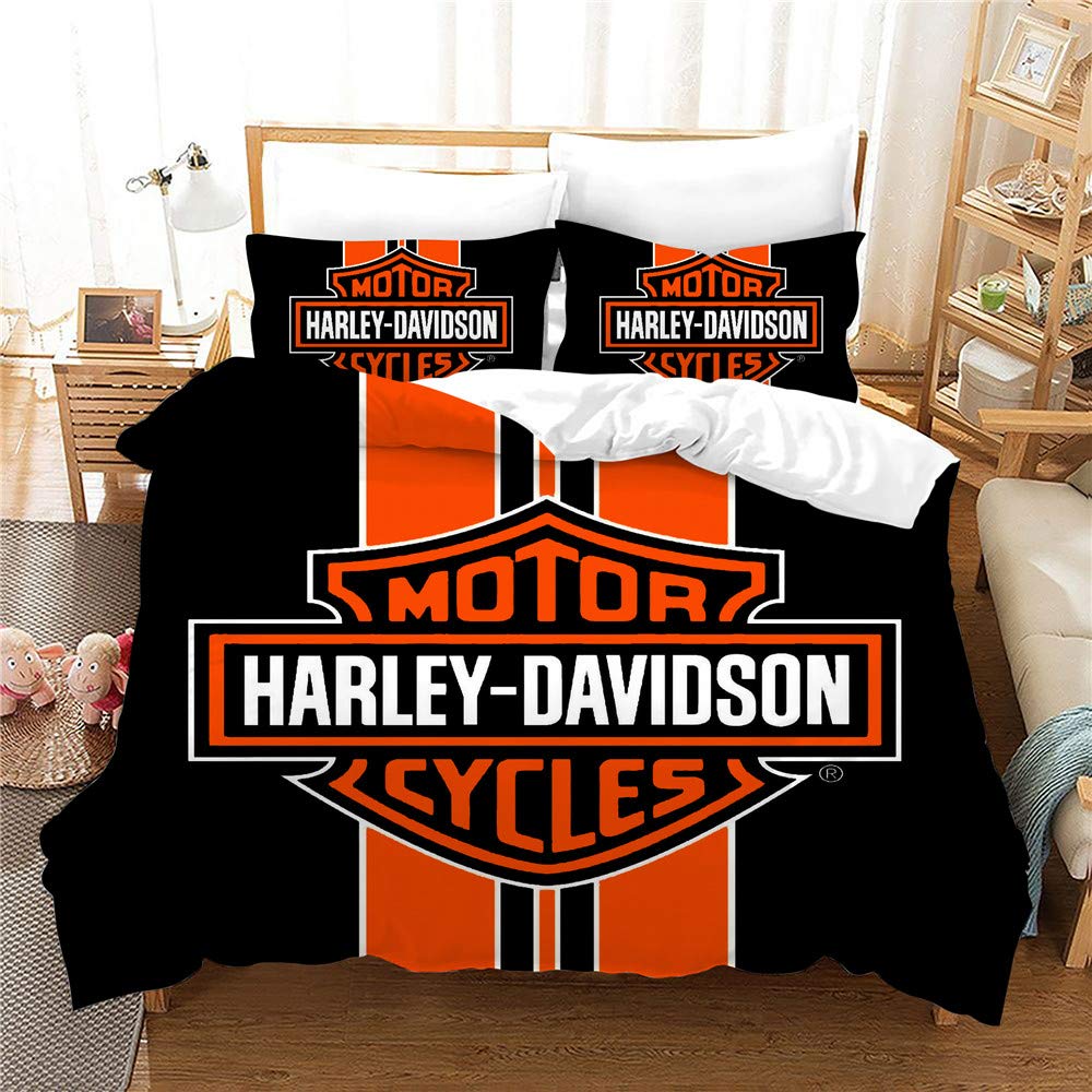 Parure de lit Harley Davidson microfibre 3D pour grand lit king size facile à repasser