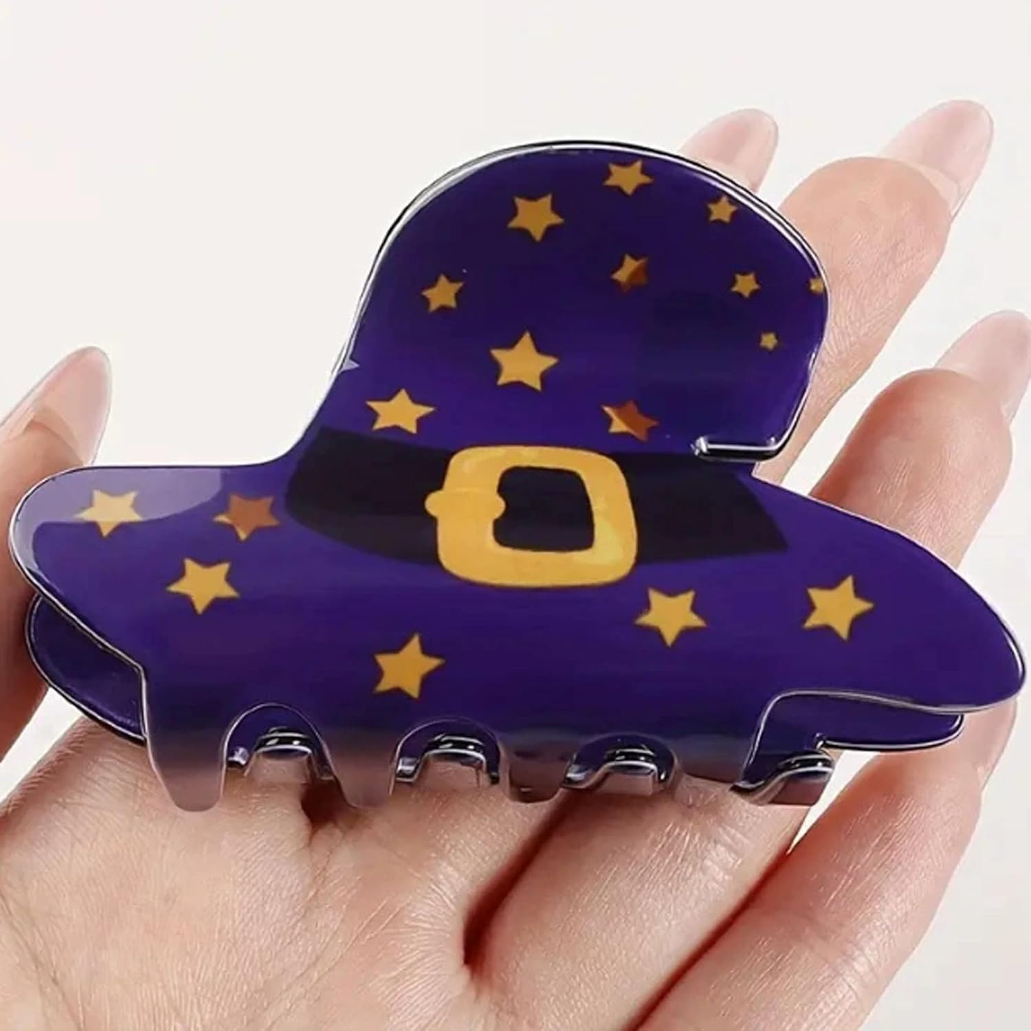 Mini Witch Hat Hair Clip for Women, 2.95 x 1.77 In Purple PVC Witch Hat Hair Claw Clip, Halloween Hair Clip for Cosplay Parties - Image 3