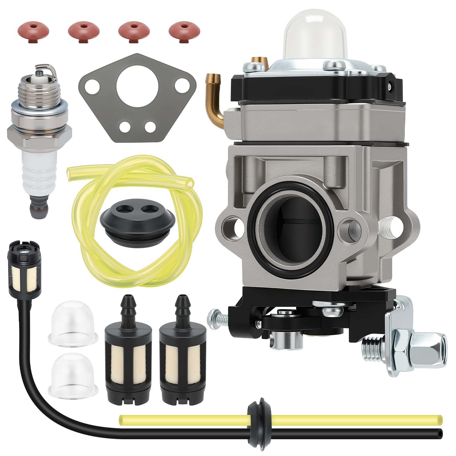 E-RFSEY Carburador para desbrozadora de 52 cc 49 cc 43 cc kit de carburador con junta, manguera, bujía y filtro de gasolina — view 7