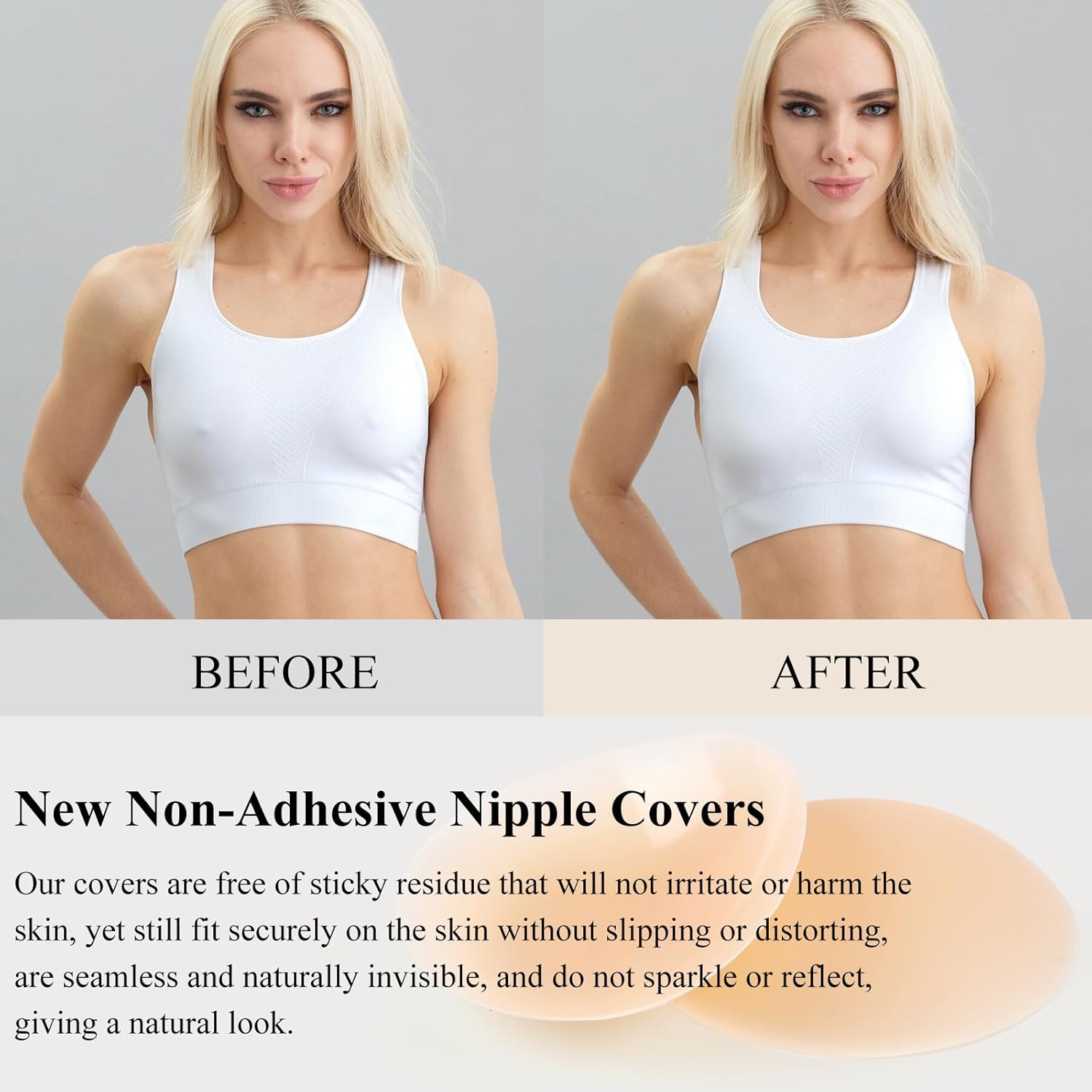 Cakes Nipple Covers Non Adhesive, Cakes Grippy Seamless Covers, Silicone Nipple Covers Nipple Pasties for Women - Image 6