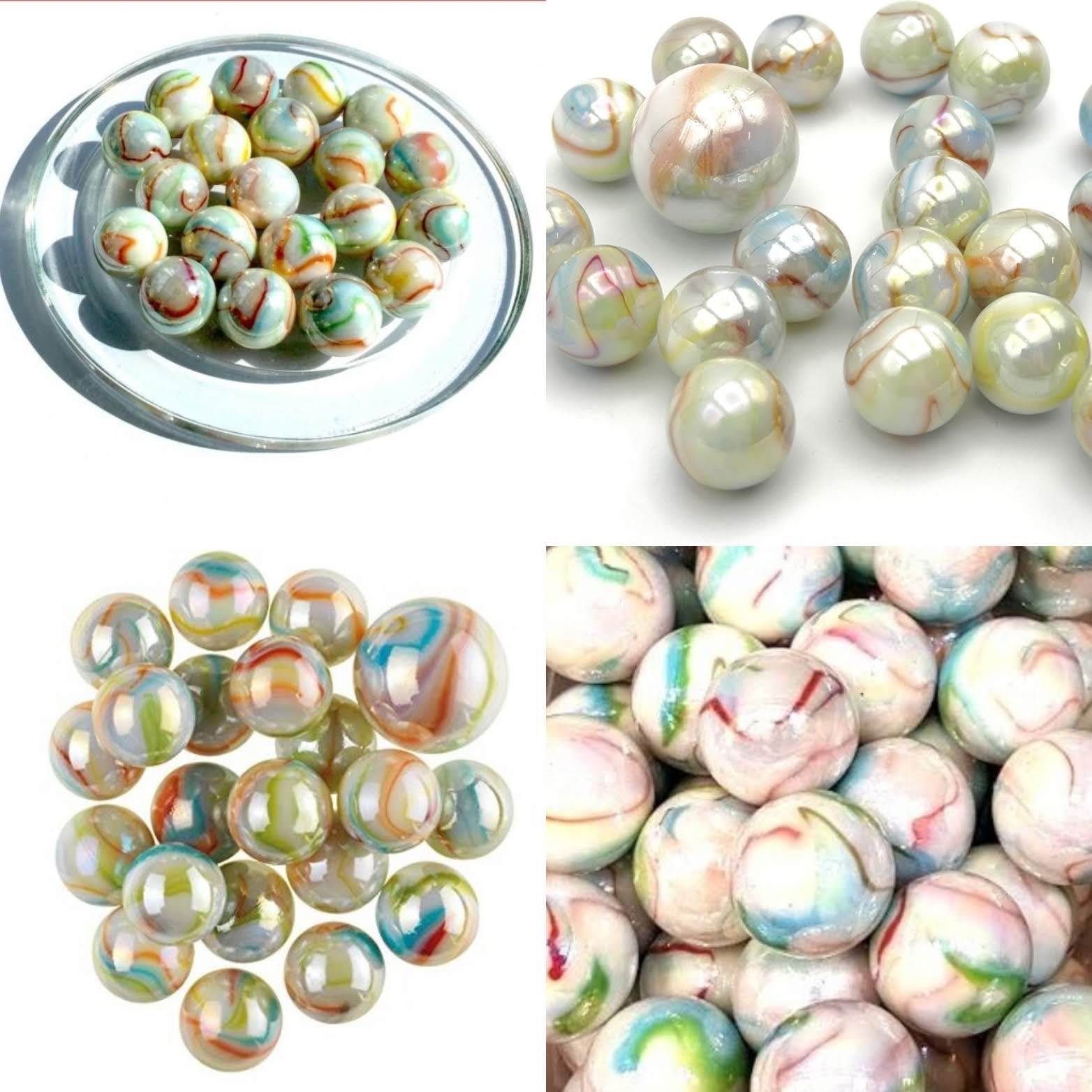 10 Billes En Verre Orange Turquoise - 9 Billes + 1 Calot - 14 Mm