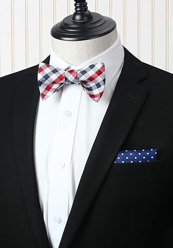 Miniatura 2 de HISDERN Pajaritas para hombre, 3 piezas, conjunto mixto de pajarita y pañuelo de bolsillo, clásico formal, esmoquin para boda y fiesta