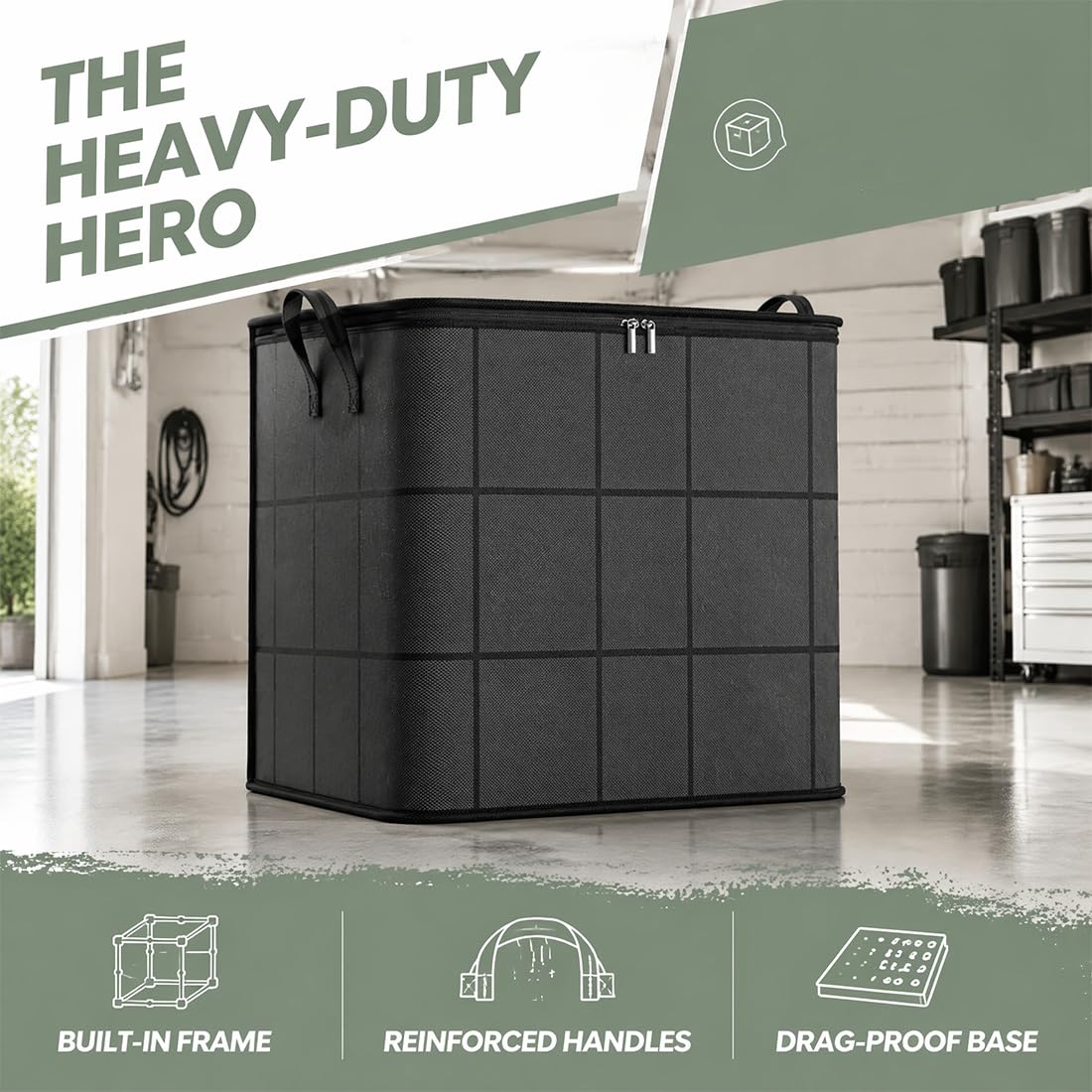 Portable Moving Storage Bags, XXL Foldable Storage Bag with Reinforced Handles, Large-Capacity Clothes Storage Containers, Zippered Organizer for Quilts, Bedding & Clothes (2PCS,XXL 60 * 50 * 70)