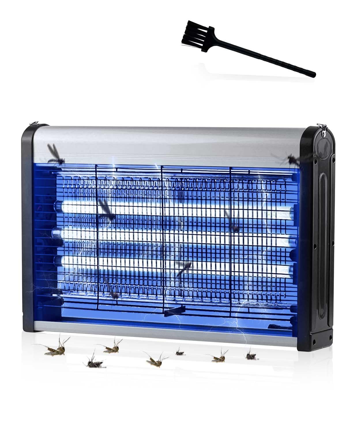 30W Electric Fly Zapper Indoor, UV Insect & Fly Killer with 3 UV Tubes & Dual Grid, Mosquito Bug Catcher with Removable Washable Tray for Easy Cleaning, for Home Kitchen Garden Commercial Outdoor Use