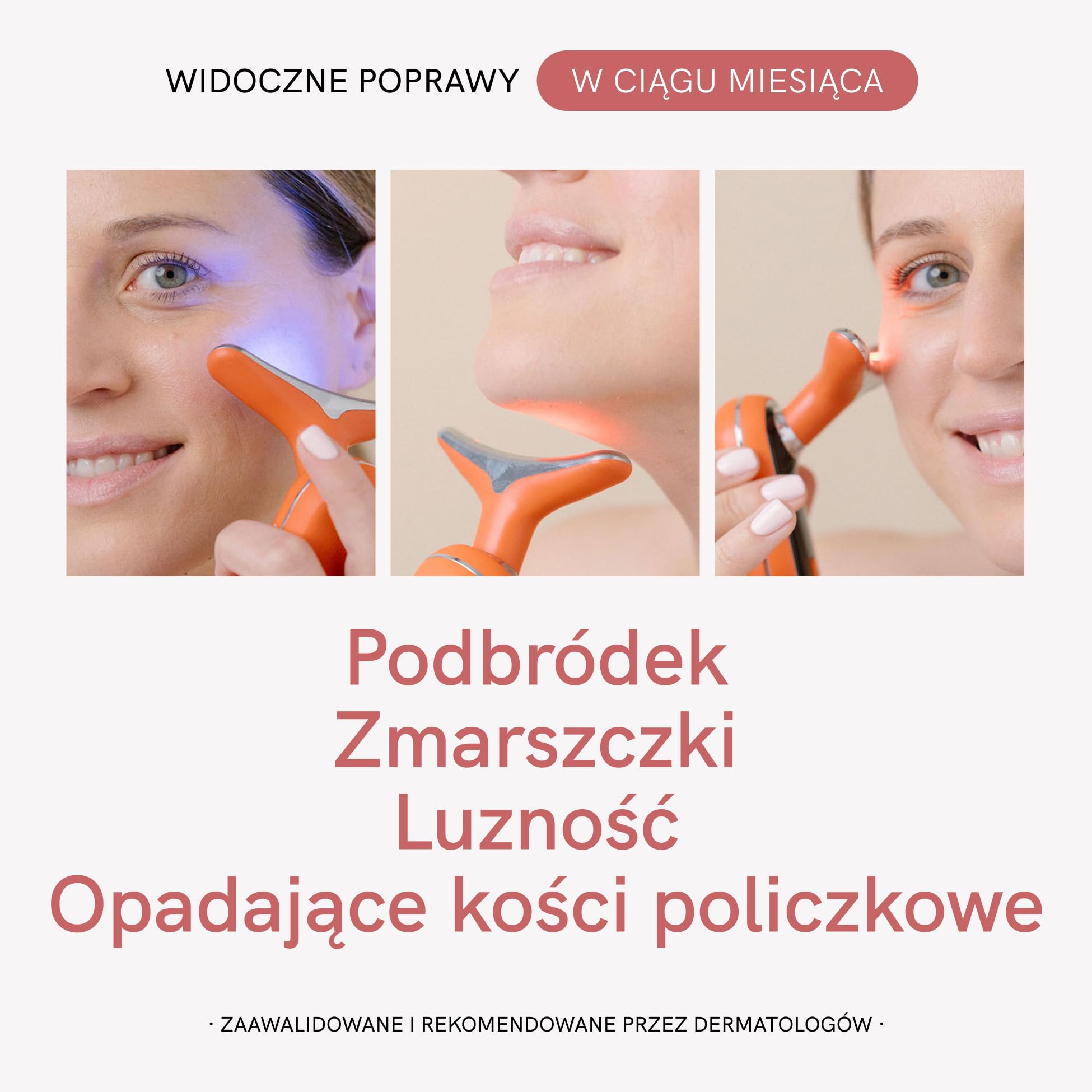 MASDERM | Zestaw masażera twarzy i szyi + nawilżający krem do twarzy o częstotliwości radiowej 500 ML | Ujędrniający przeciwzmarszczkowy | Masażer Galvanica Twarzy | Red Light Therapy Face |