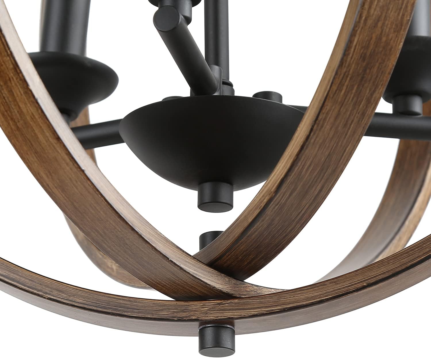 Best Cyber Monday 🔥 Log Barn Farmhouse Chandelier for Dining Room, Globe Chandelier for Foyer, Wood-Grain, 15.5” Dia