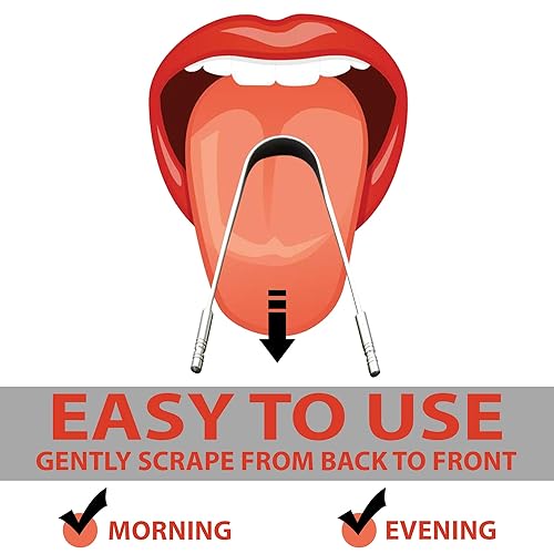 Miniatura 8 de Limpiador de lengua de acero inoxidable, juego de 2 para tratamiento del mal aliento - grado quirúrgico