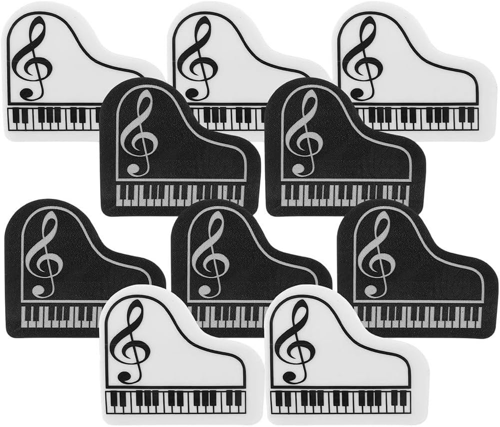 Piano Shaped Erasers 10pcs Mini Note Erasers Small Cute Rubber Erasers Fun Stationery for Students Classroom School Rewards