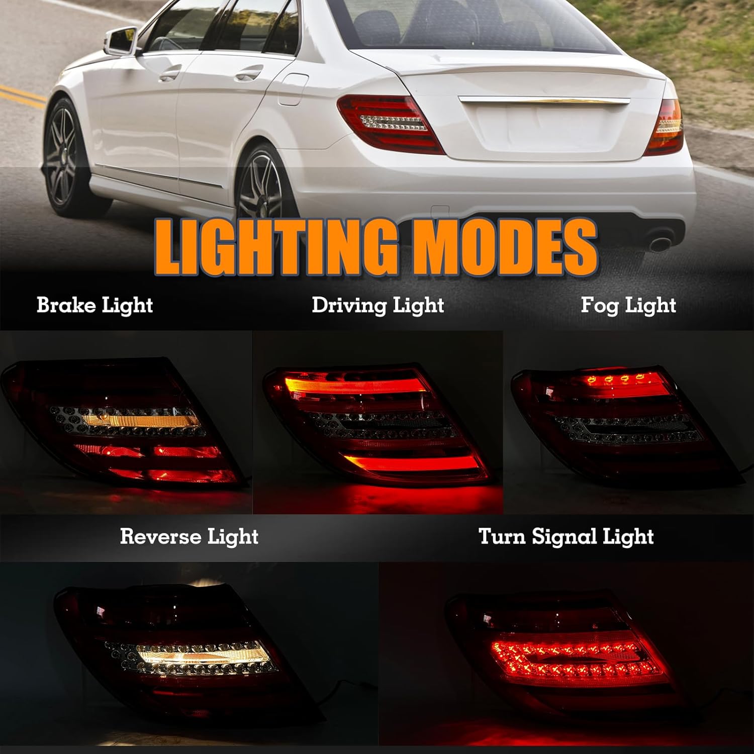 YEQSHNG USA Type Tail Light Assembly Compatible With 2011-2014 Mercedes Benz W204 C-Class 250 C300 C350 Tail Lamp Outer Rear Light Left Driver Side 2049060603 MB2800135