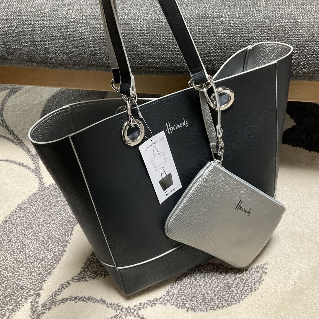 Amazon.co.jp: ハロッズ リバーシブルトートバッグ ブラック